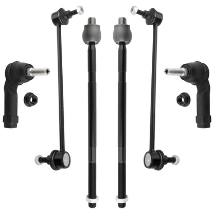 BOXI (Set of 6) Front Inner & Outer Tie Rods Ends + Sway Bar End Link Kit Driver and Passenger Side