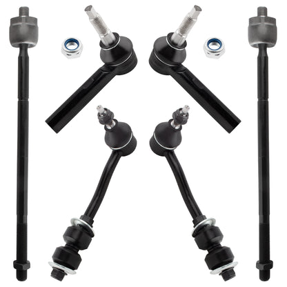 BOXI (Set of 6) Front Stabilizer Sway Bar End Links + Inner & Outer Tie Rod End Links Suspension