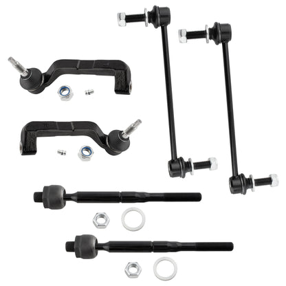 BOXI (Set of 6) Front Inner & Outer Tie Rod Ends + Sway Bar Links Fit for Chrysler 300 2005-2010