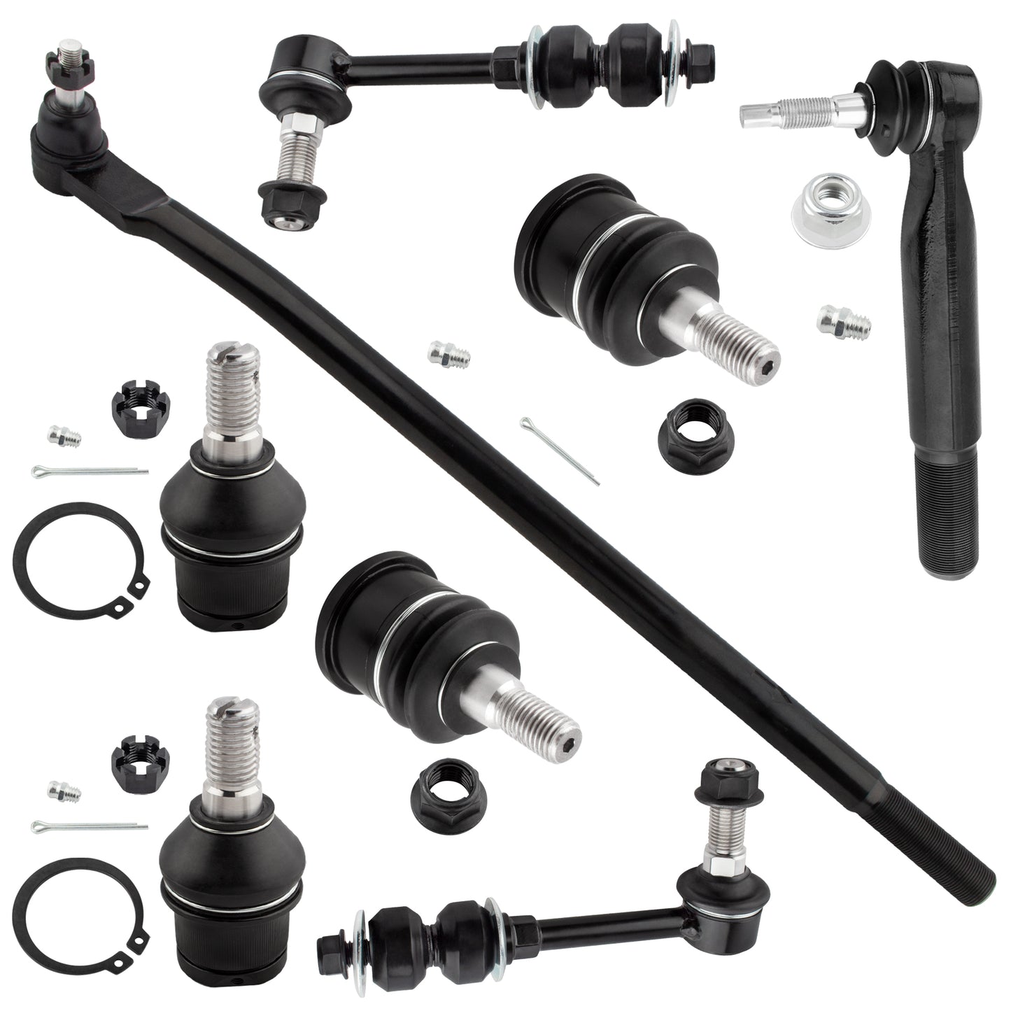 BOXI (Set of 8) Front Inner Outer Tie Rod Upper Lower Ball Joints Sway Bar End Links Fit for Dodge