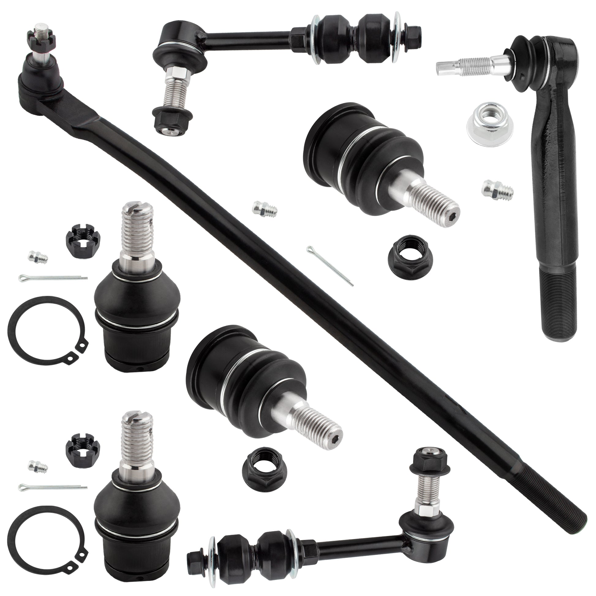 BOXI (Set of 8) Front Inner Outer Tie Rod Upper Lower Ball Joints Sway Bar End Links Fit for Dodge