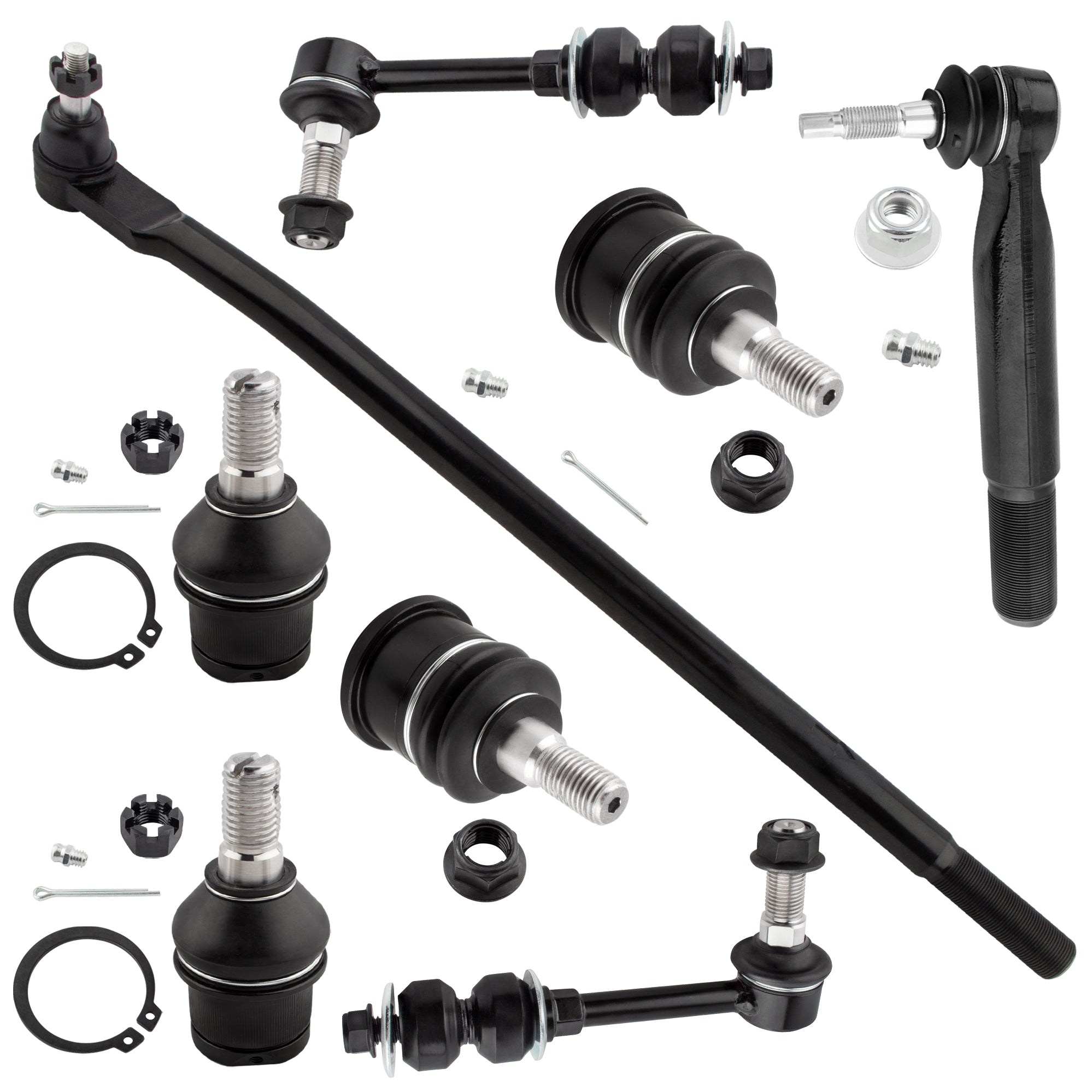 BOXI (Set of 8) Front Inner Outer Tie Rod Upper Lower Ball Joints Sway Bar End Links Fit for Dodge