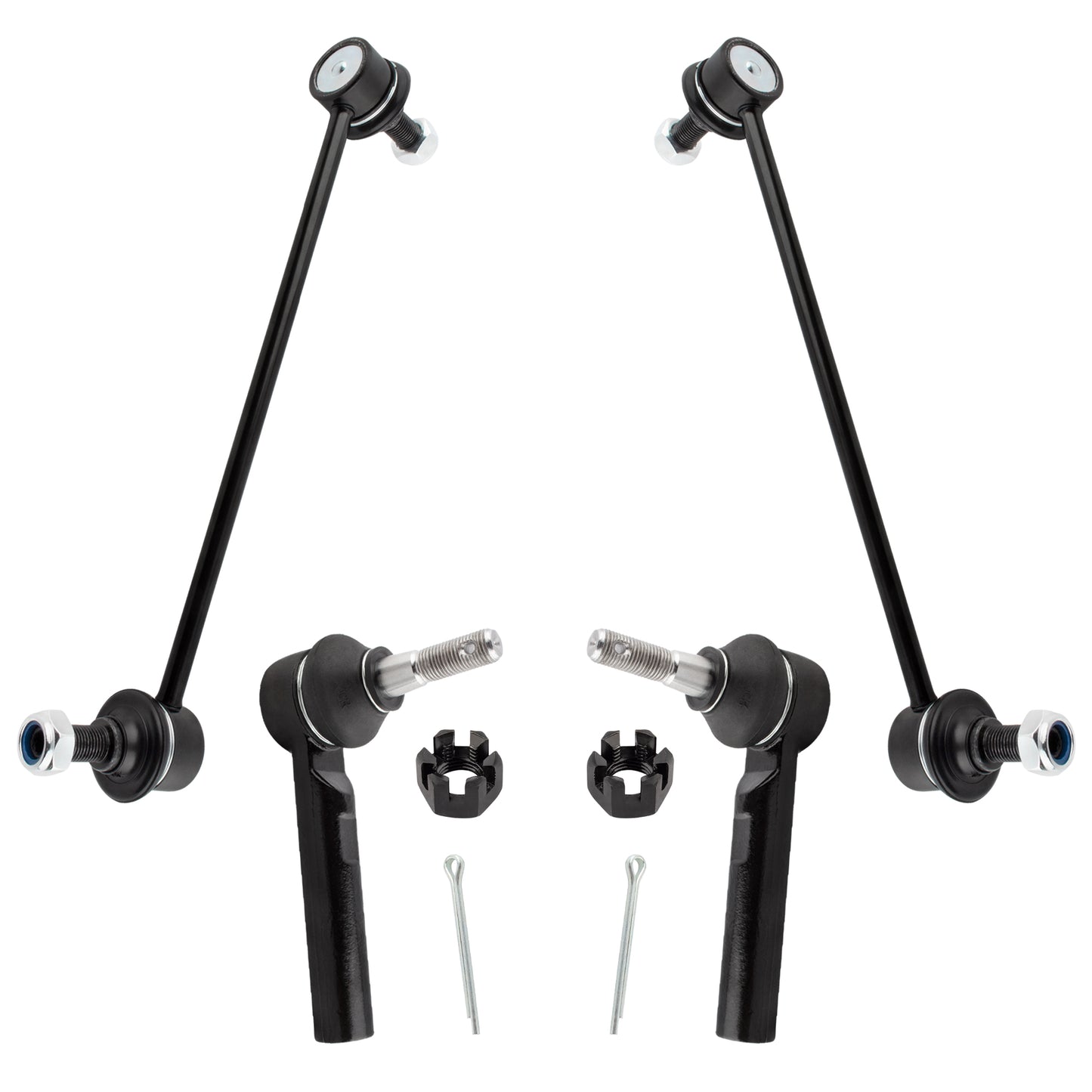 BOXI 4pcs Front Outer Tie Rod Ends + Front Sway Bar Links Fit for Dodge Journey 2009-2018 Sport