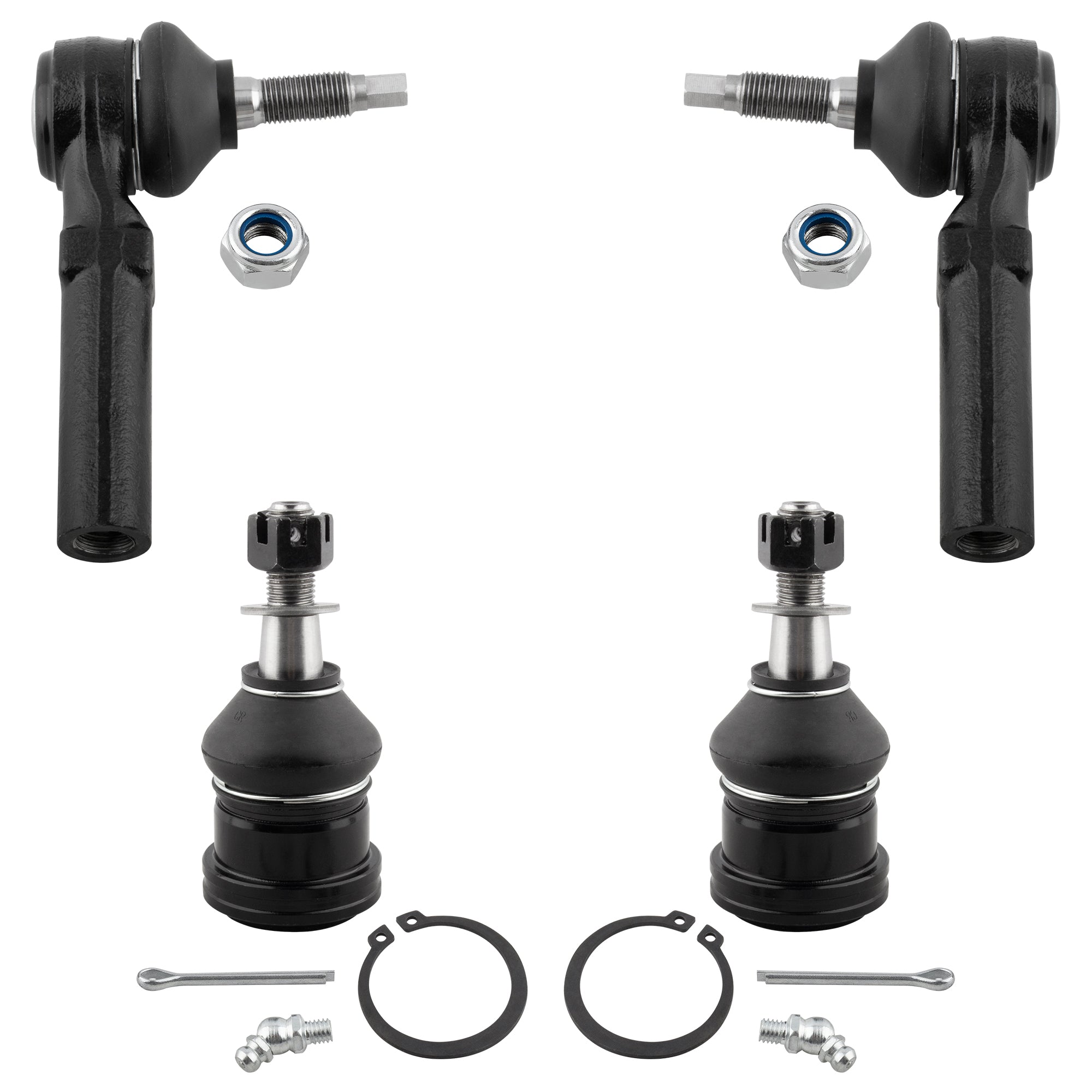 BOXI K7399 ES3537 2x Front Outer Tie Rod End Links + 2x Lower Ball Joints Fit for Dodge Grand