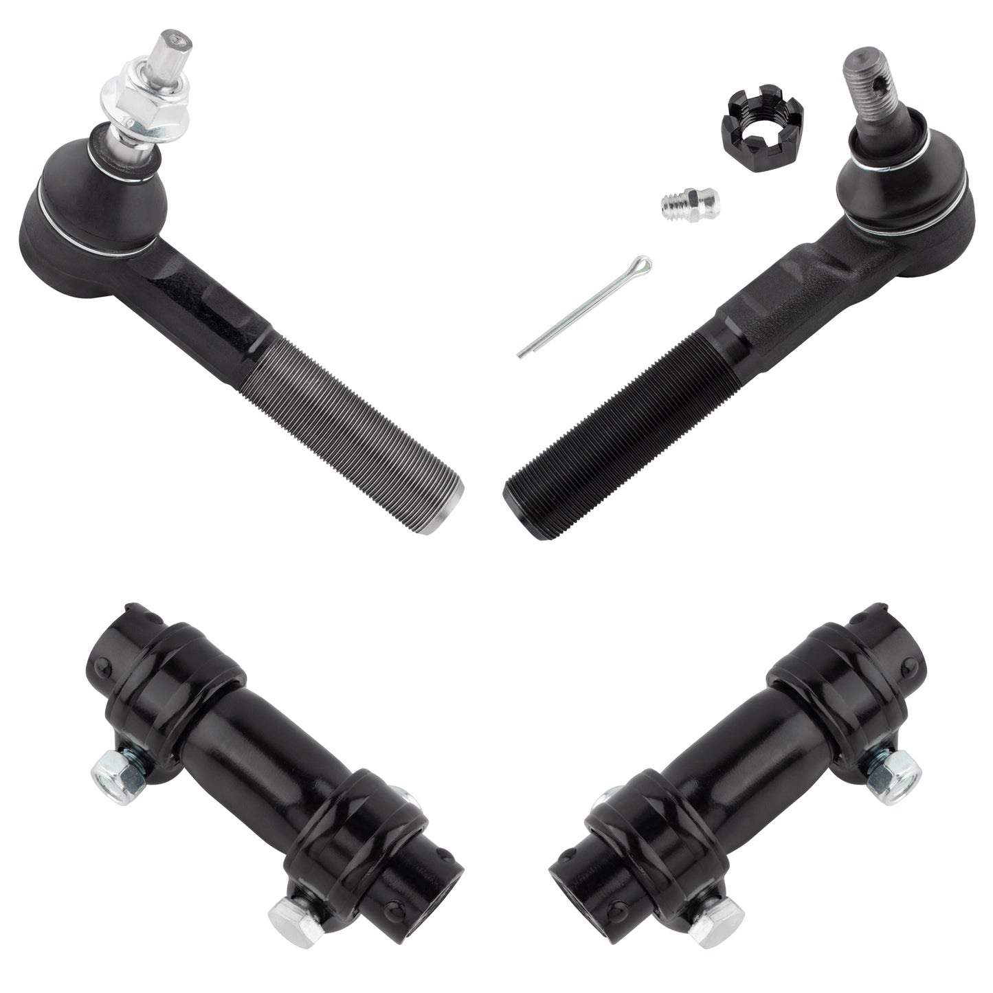 BOXI (Set of 4) Front Left Outer Tie Rod End + Front Right Inner Tie Rod End & Tie Rod Adjustment