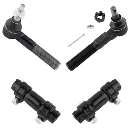 BOXI (Set of 4) Front Left Outer Tie Rod End + Front Right Inner Tie Rod End & Tie Rod Adjustment