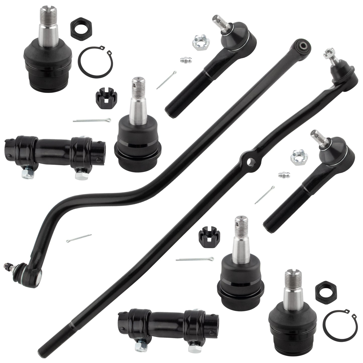 BOXI (Set of 10) Front Upper Lower Ball Joints Tie Rods Drag Link Track Bar Adjusting Sleeve