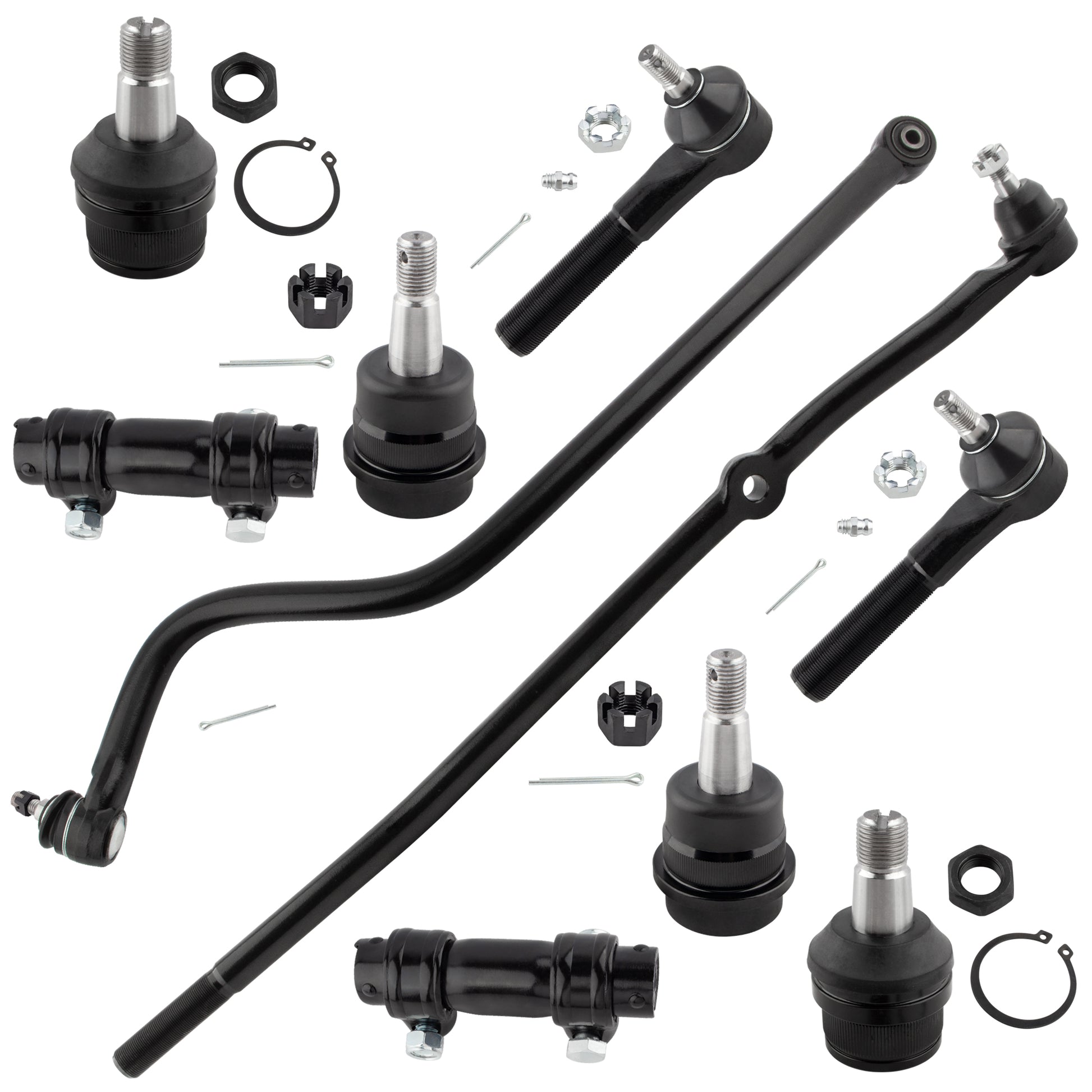 BOXI (Set of 10) Front Upper Lower Ball Joints Tie Rods Drag Link Track Bar Adjusting Sleeve