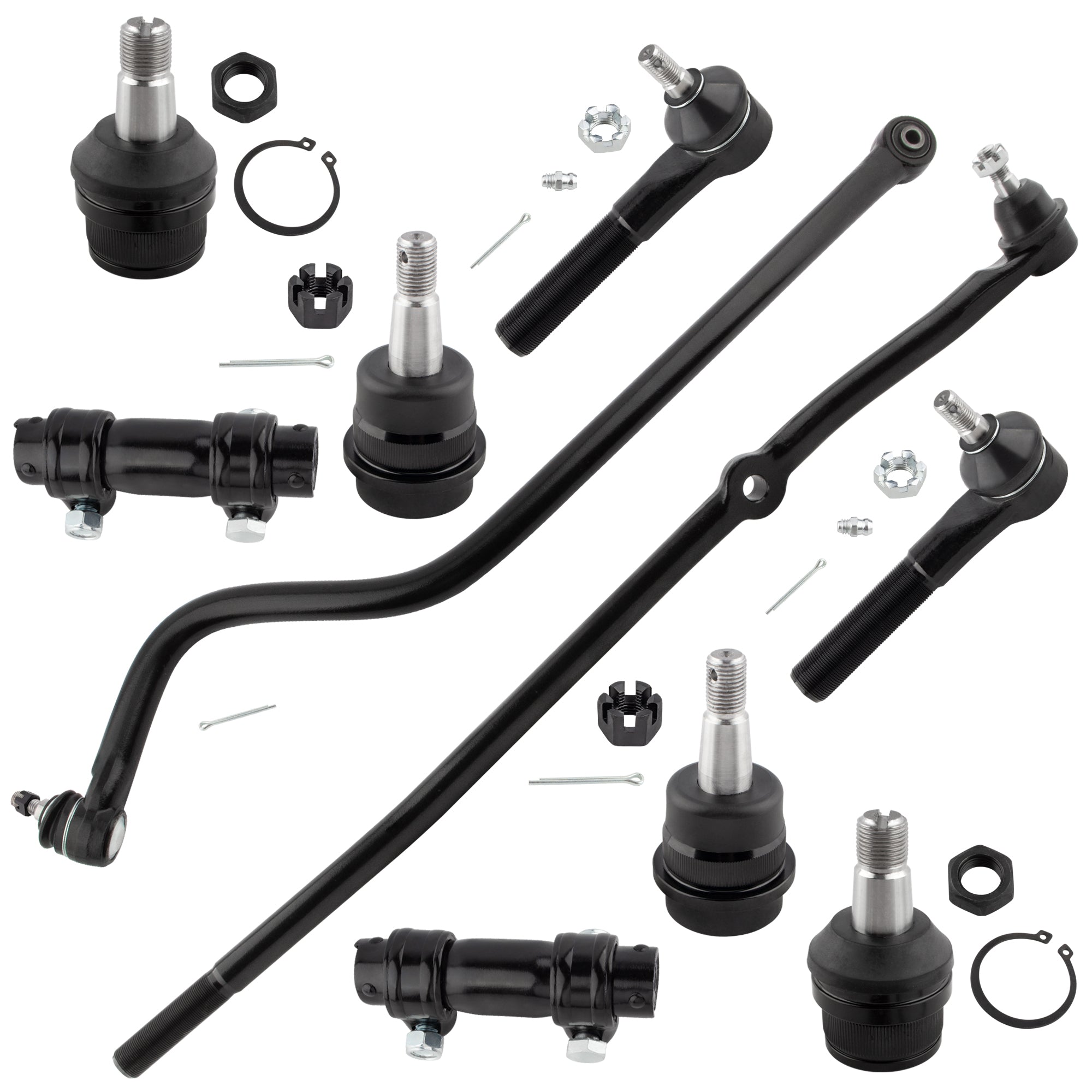 BOXI (Set of 10) Front Upper Lower Ball Joints Tie Rods Drag Link Track Bar Adjusting Sleeve