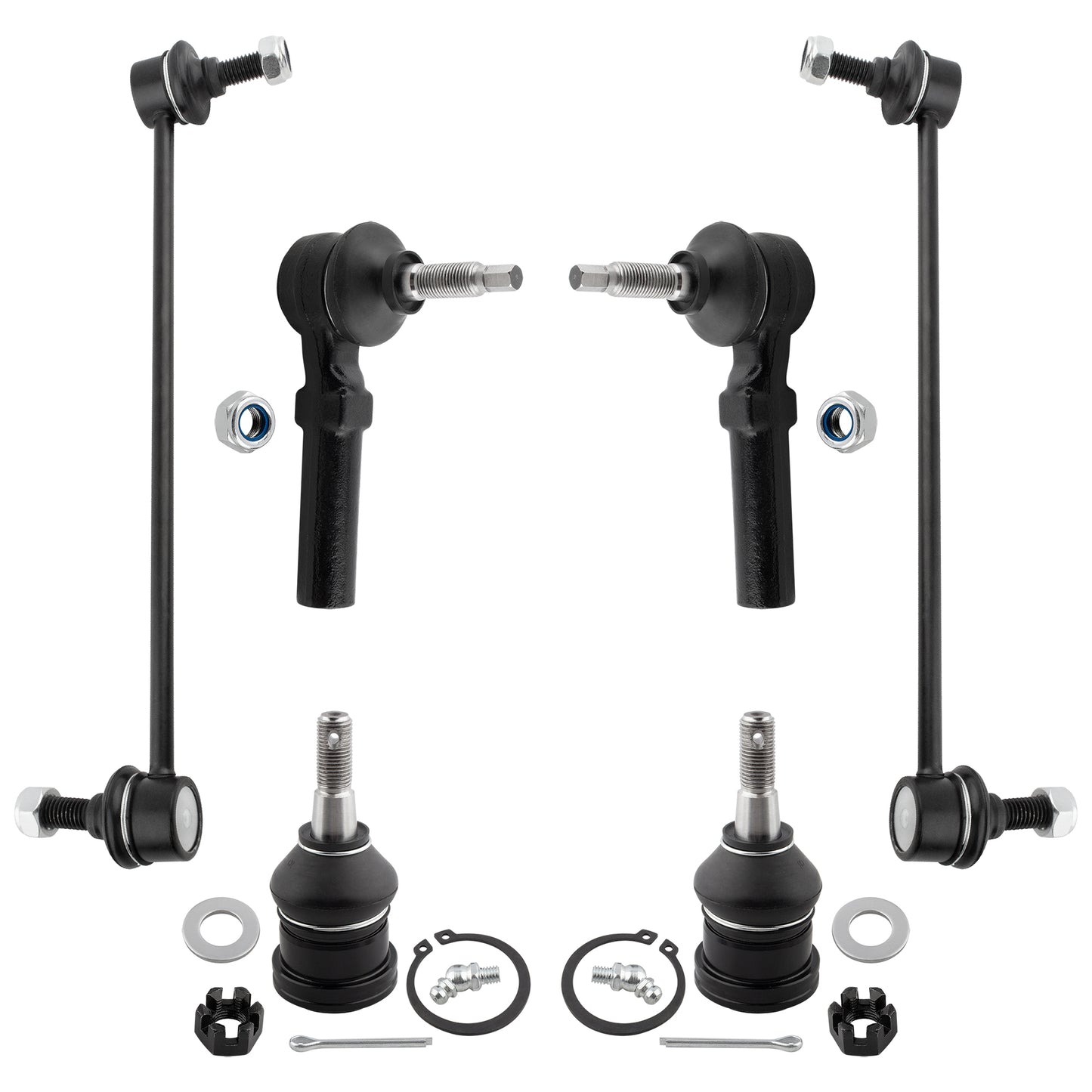 BOXI 6pcs Front Outer Tie Rod Ends Sway Bar End Links Lower Ball Joints Fit for Dodge Grand Caravan