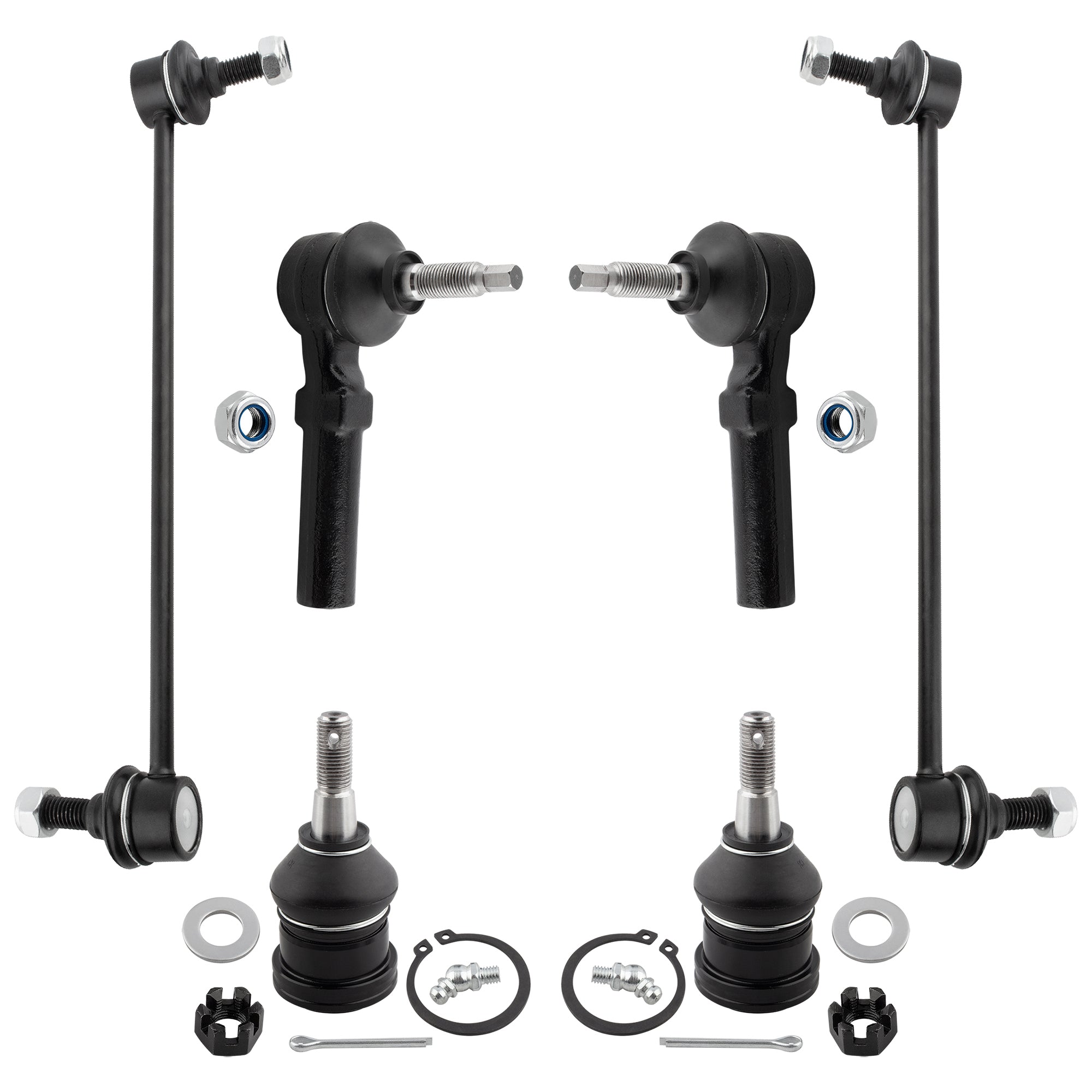 BOXI 6pcs Front Outer Tie Rod Ends Sway Bar End Links Lower Ball Joints Fit for Dodge Grand Caravan