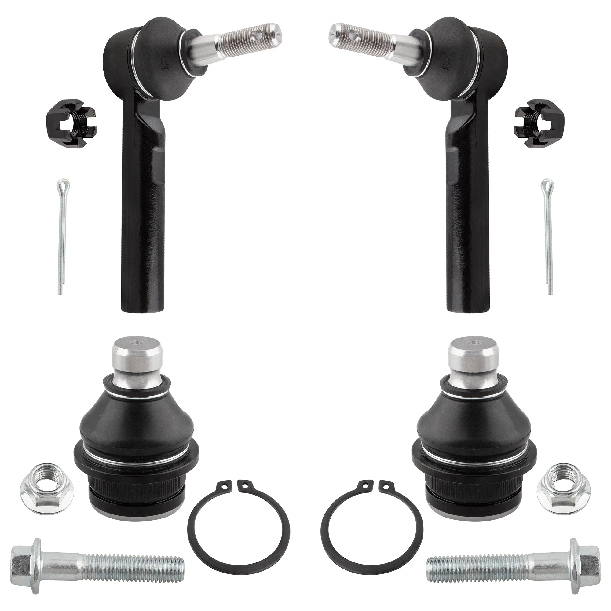 BOXI (Set of 4) Front Lower Ball Joints + Outer Tie Rod Ends Fit for Dodge Caliber 2007-2012