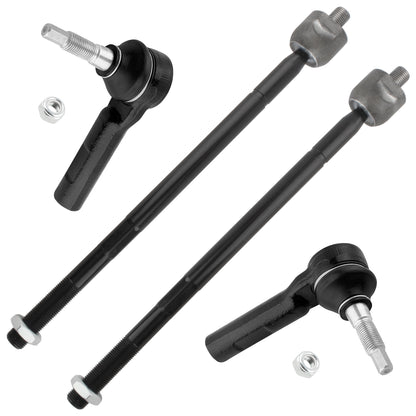 BOXI (Set of 4) Front Inner & Outer Tie Rod Ends Fit for Dodge Challenger Charger 2011 2012 2013