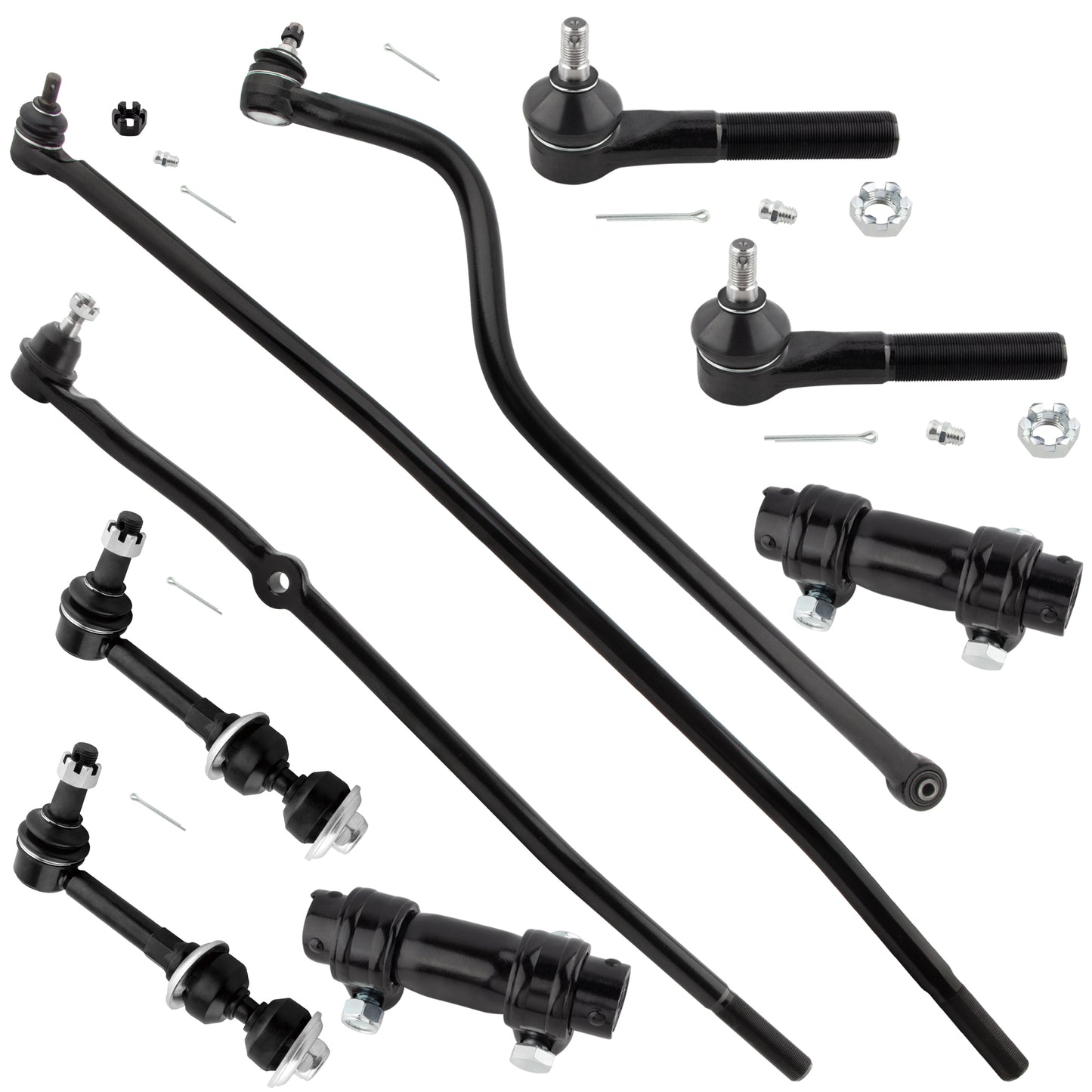 BOXI (Set of 9) Front Steering Drag Link Track Bar Sway Bar End Links Tie Rod Adjusting Sleeves