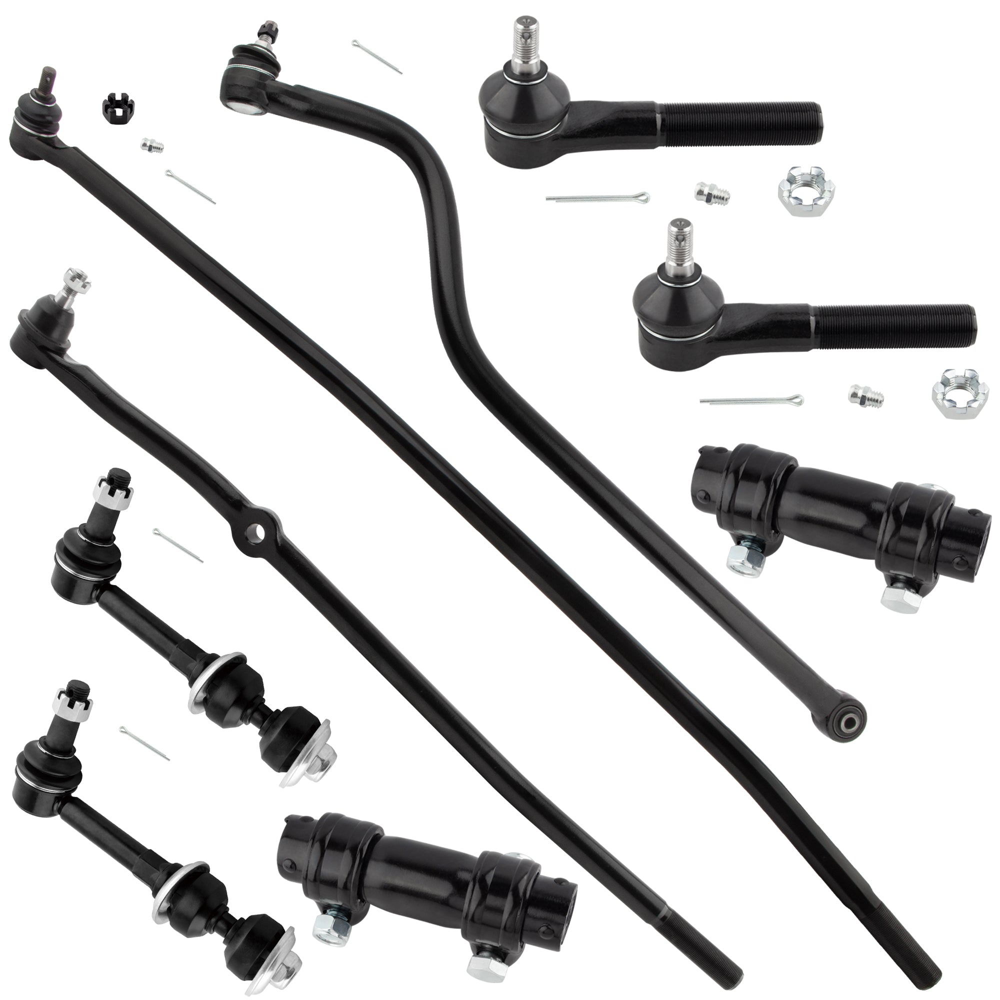 BOXI (Set of 9) Front Steering Drag Link Track Bar Sway Bar End Links Tie Rod Adjusting Sleeves