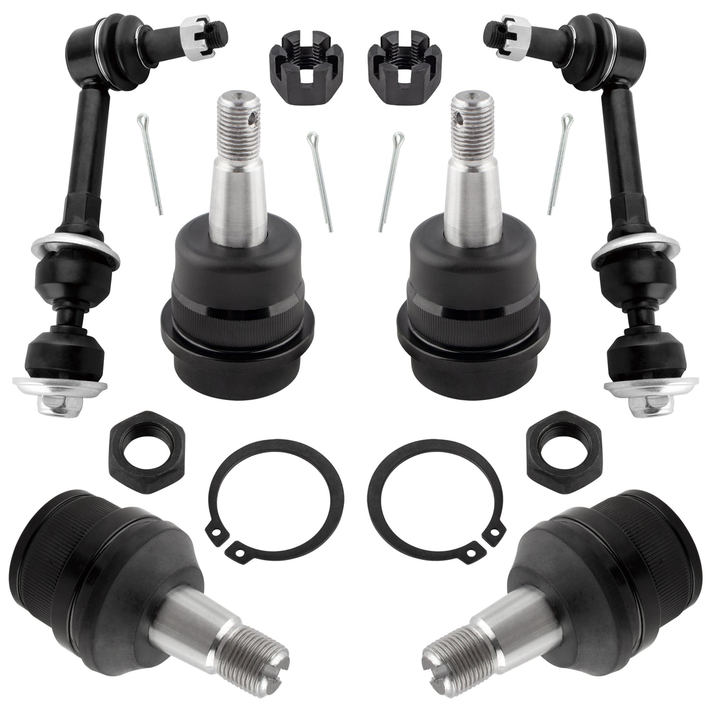 BOXI (Set of 6) Front Upper & Lower Ball Joints + Front Stabilizer Sway Bar End Links Kit Fit