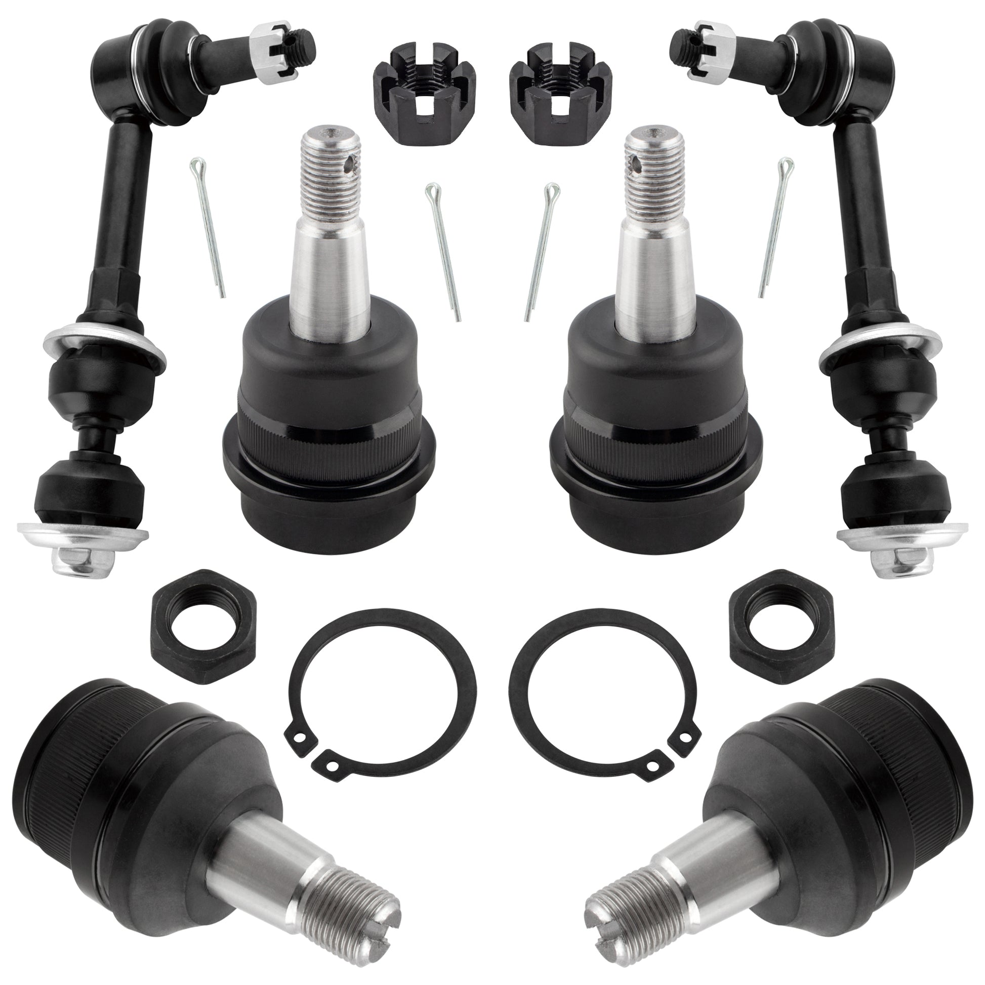 BOXI (Set of 6) Front Upper & Lower Ball Joints + Front Stabilizer Sway Bar End Links Kit Fit