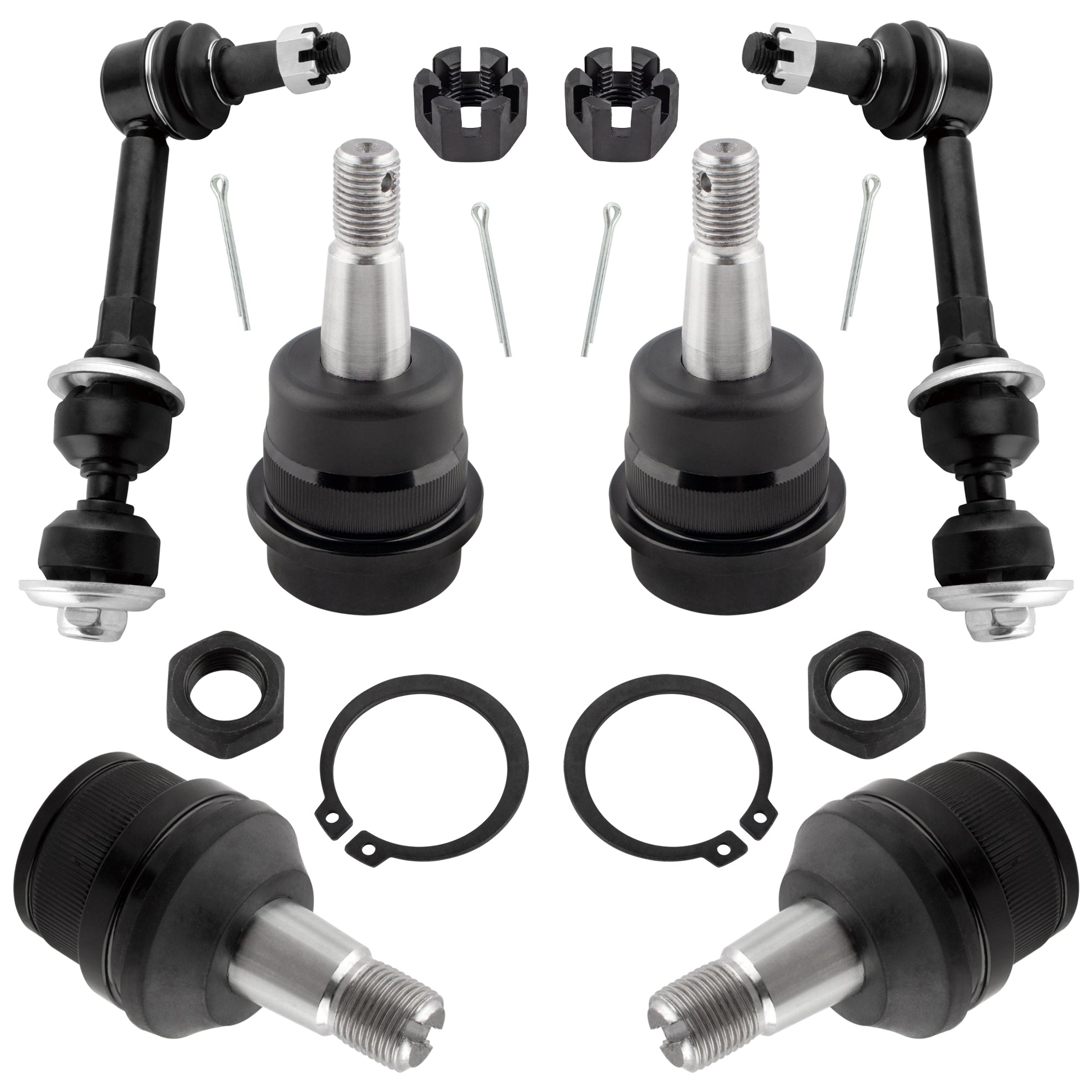 BOXI (Set of 6) Front Upper & Lower Ball Joints + Front Stabilizer Sway Bar End Links Kit Fit