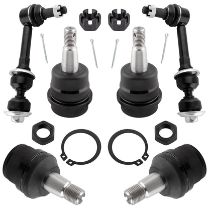 BOXI (Set of 6) Front Upper & Lower Ball Joints + Front Stabilizer Sway Bar End Links Kit Fit