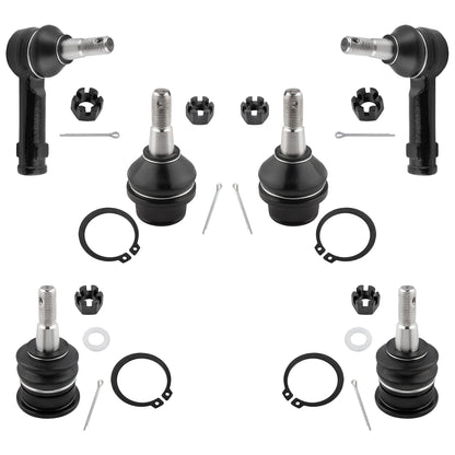 BOXI 6pcs Front Upper & Lower Ball Joints + Outer Tie Rods Fit for for Dodge Ram 1500 2006-2010