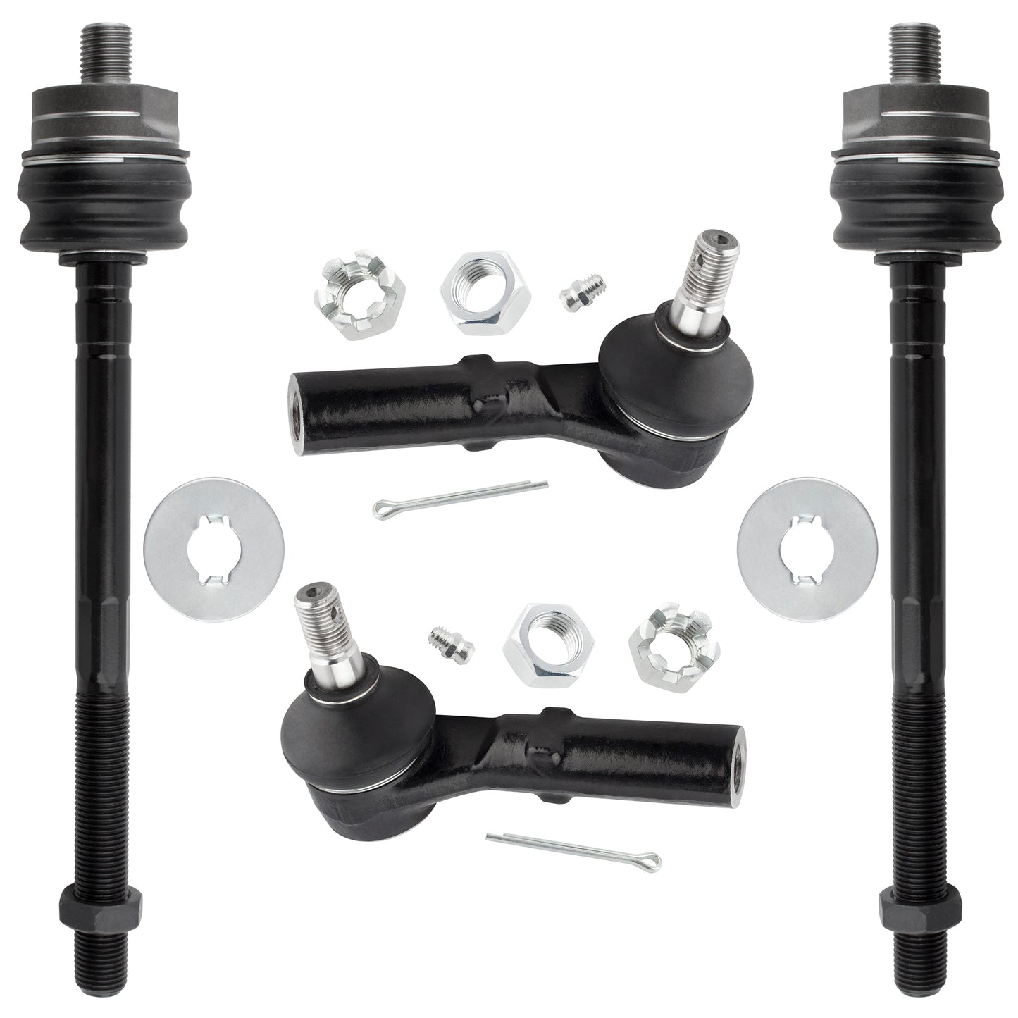 BOXI (Set of 4) 2x Front Inner Tie Rod End Links + 2x Front Outer Tie Rod End Links Fit for Dodge