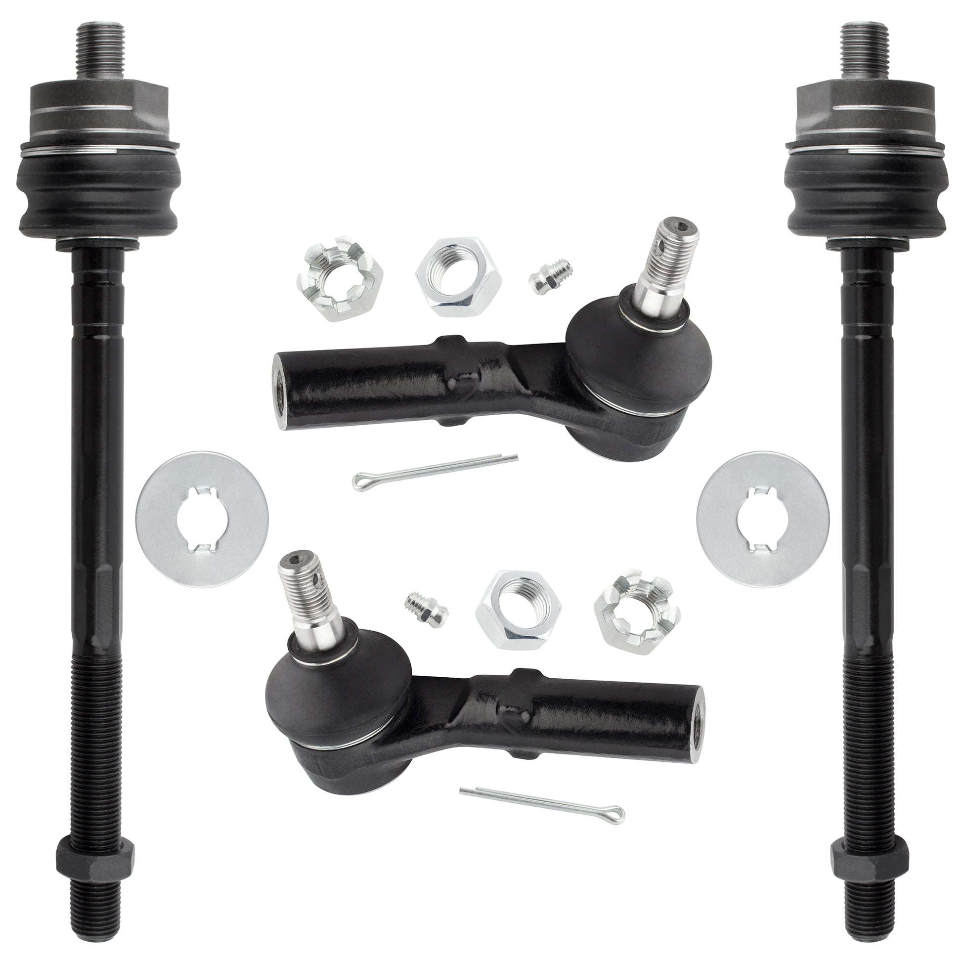 BOXI (Set of 4) 2x Front Inner Tie Rod End Links + 2x Front Outer Tie Rod End Links Fit for Dodge