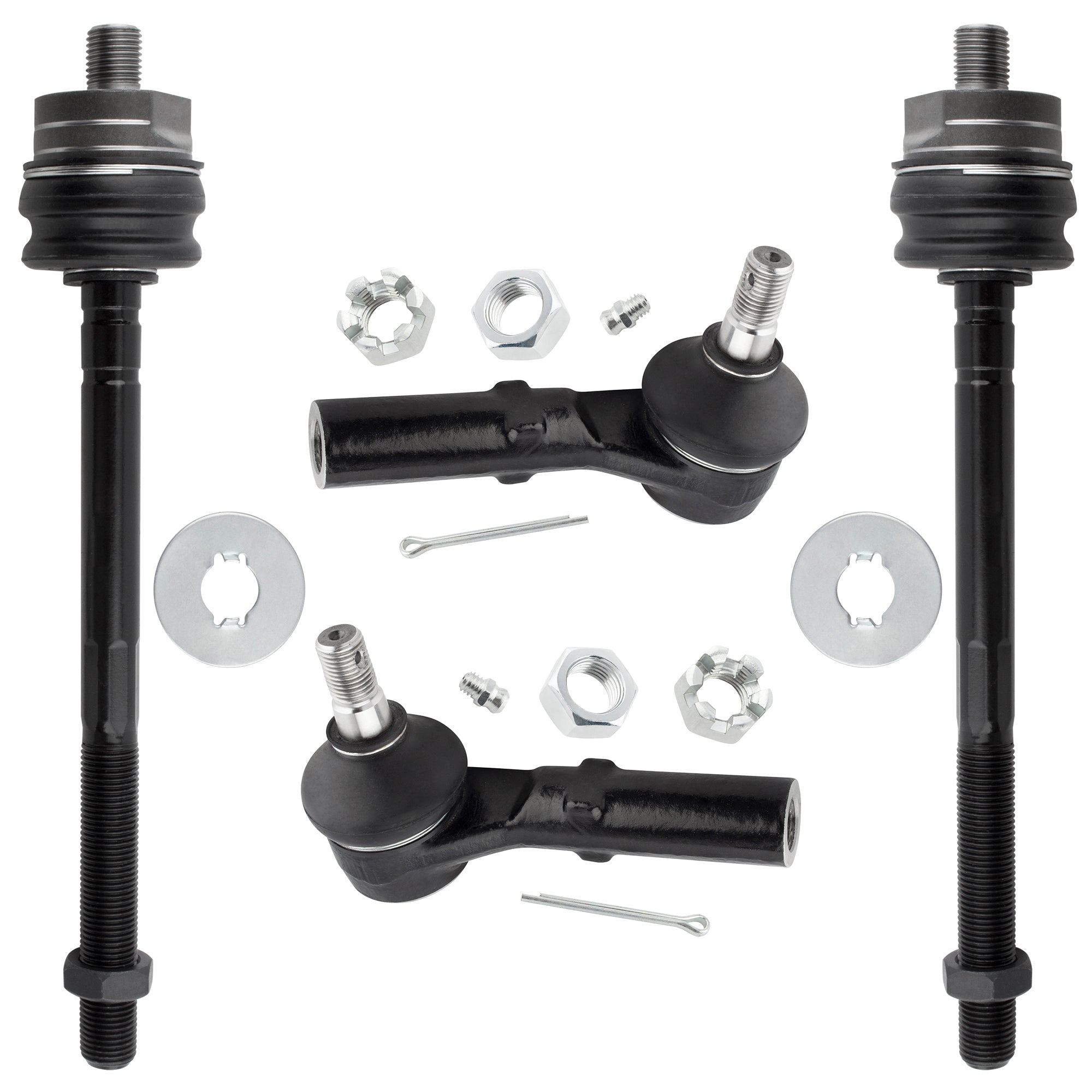 BOXI (Set of 4) 2x Front Inner Tie Rod End Links + 2x Front Outer Tie Rod End Links Fit for Dodge