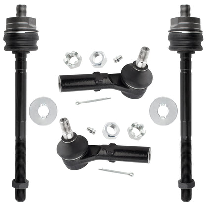 BOXI (Set of 4) 2x Front Inner Tie Rod End Links + 2x Front Outer Tie Rod End Links Fit for Dodge