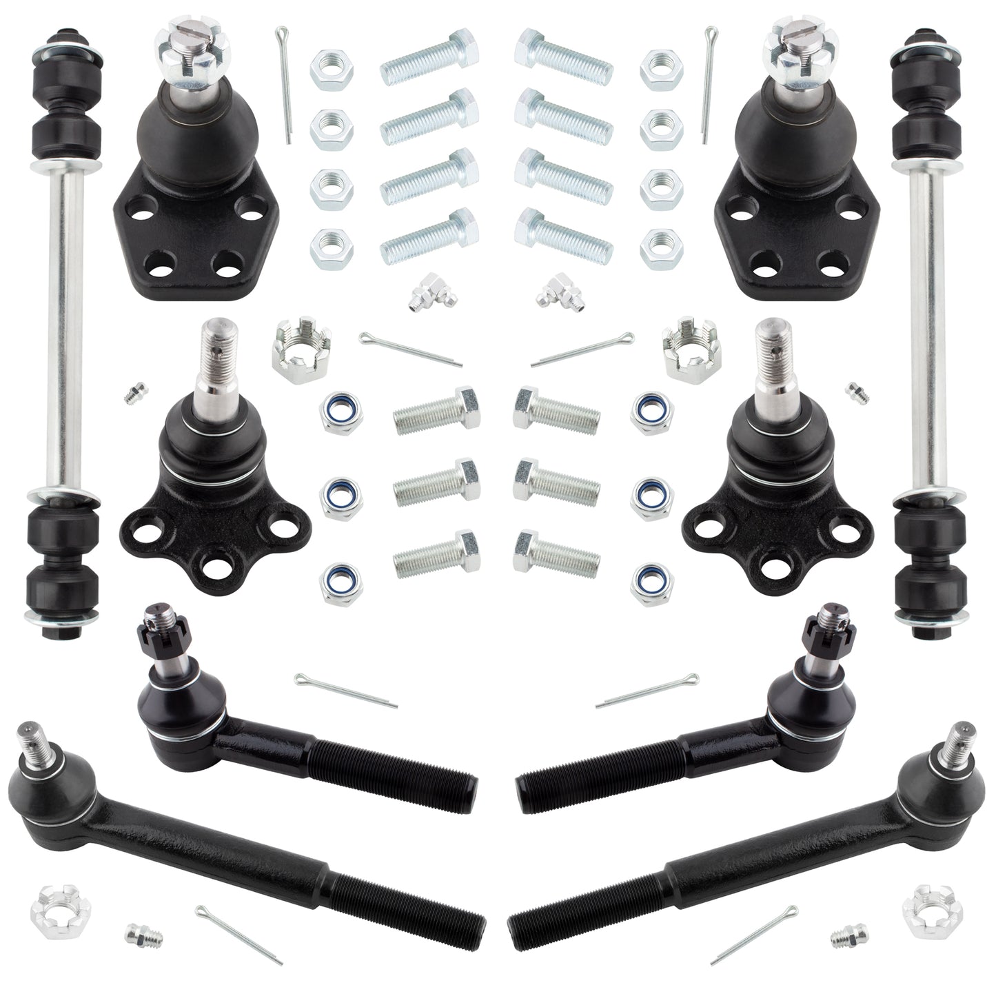 BOXI 10pc Front Tie Rods Ball Joints Sway Bar Links Kit Fits for Dodge Ram 2500