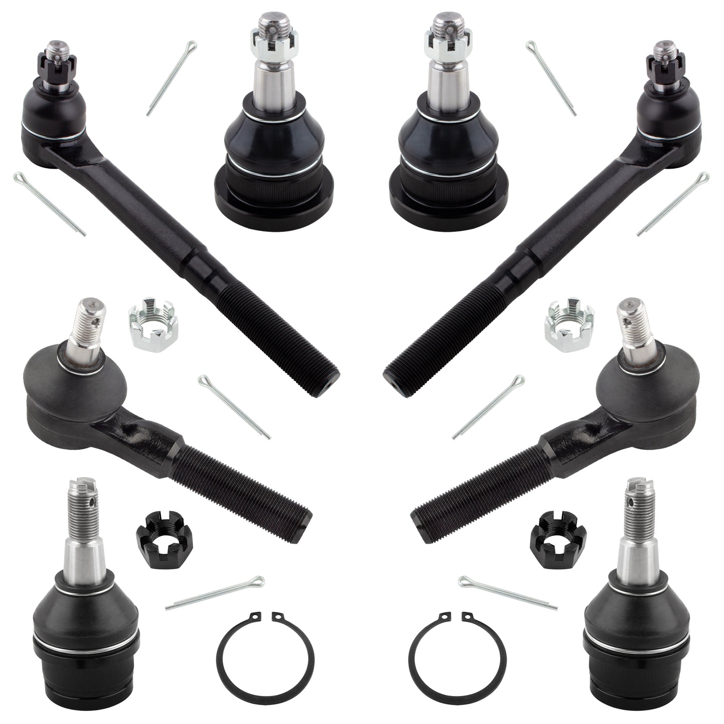 BOXI 8pc Front Upper Lower Ball Joints Inner Outer Tierods Fit for Dodge Ram 1500 1997 1998 1999