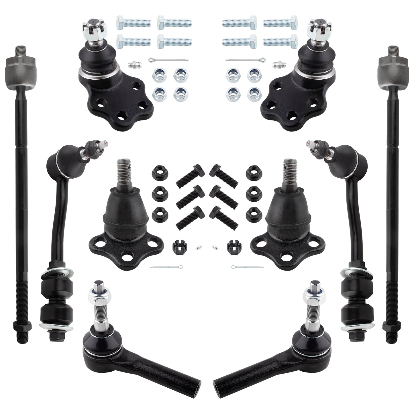 BOXI 10pc Front Upper Lower Ball Joints Sway Bars Inner Outer Tierods Fit for Dodge Dakota 2000-2004