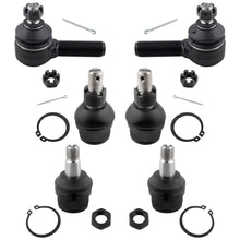 BOXI 6pcs Front Upper Lower Ball Joints + Outer Tie Rod Fits for Dodge Ramcharger W150 W250 1986