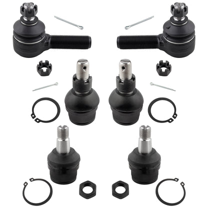 BOXI 6pcs Front Upper Lower Ball Joints + Outer Tie Rod Fits for Dodge Ramcharger W150 W250 1986