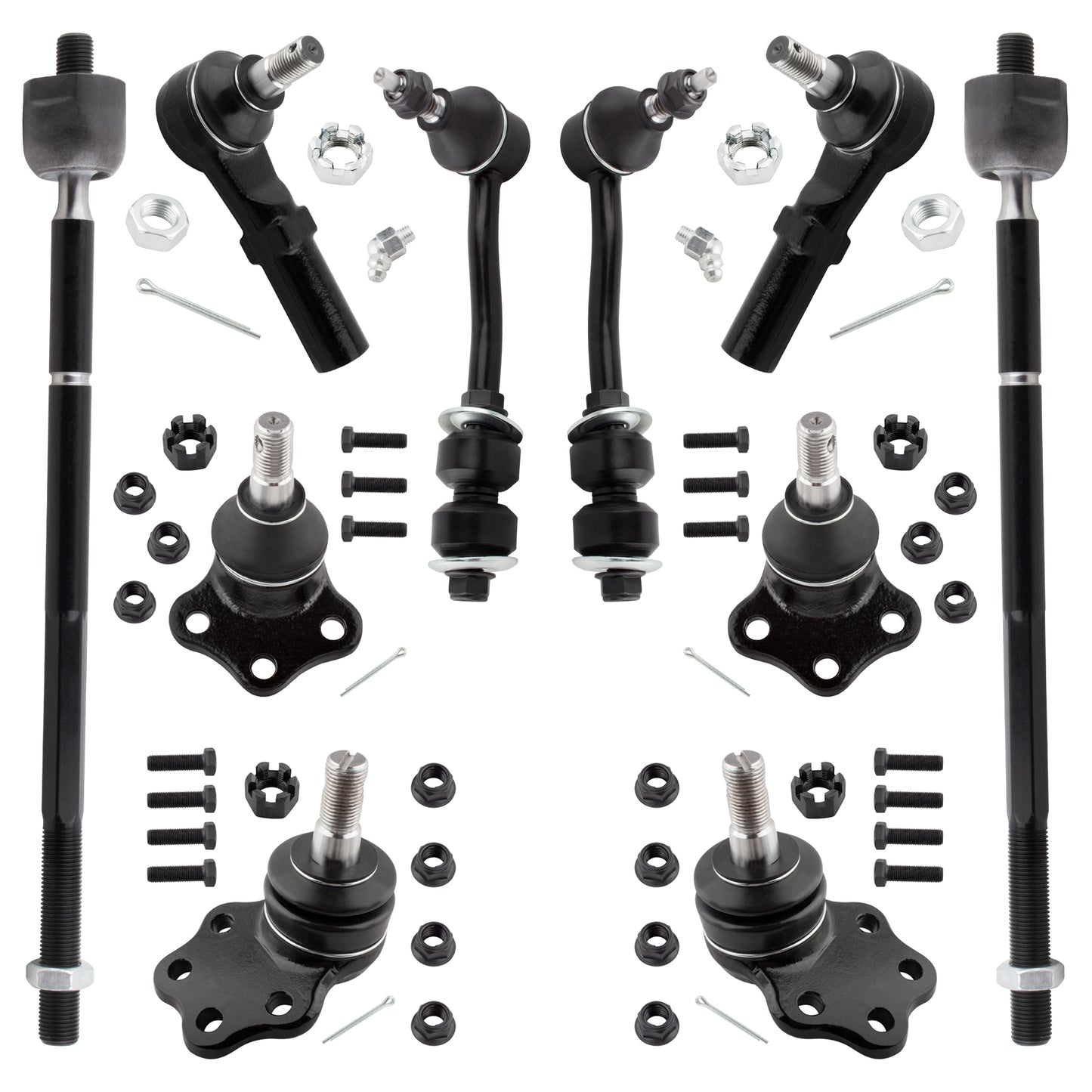 BOXI 10pc Front Sway Bars + Lower Ball Joints + Inner Outer Tie Rods Suspension Kit Fits for Dodge