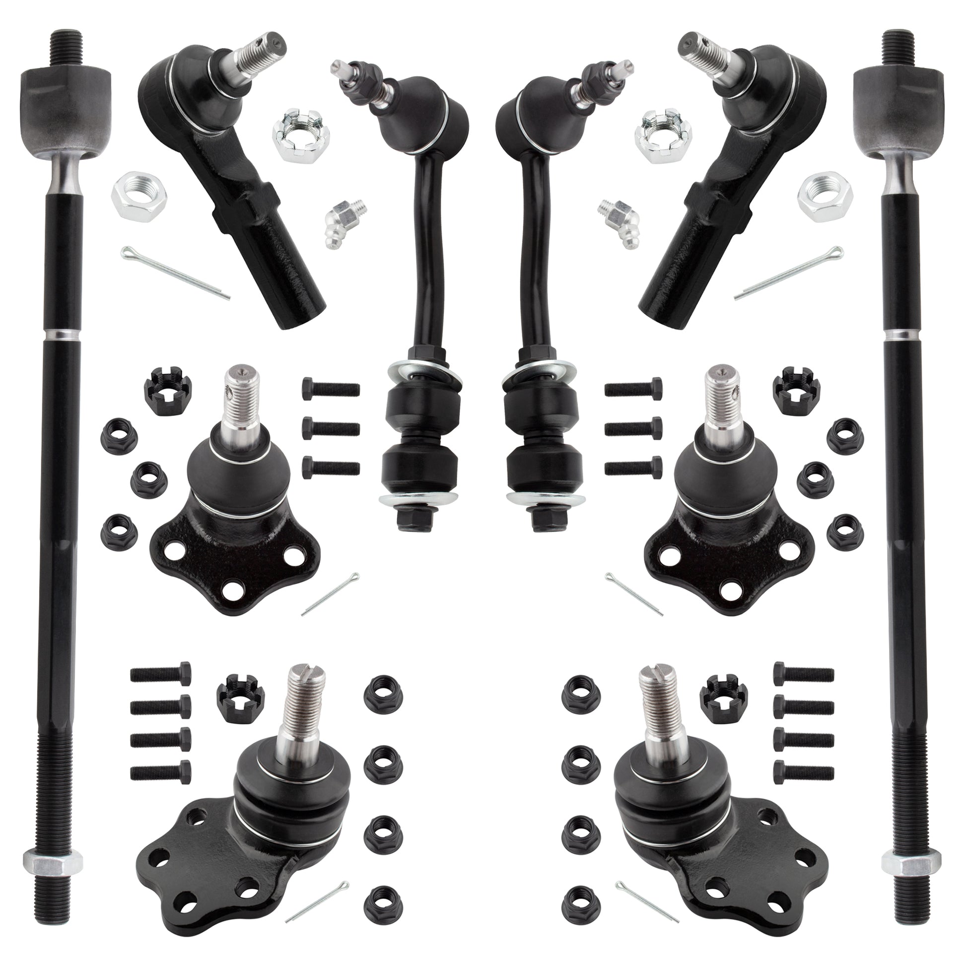 BOXI 10pc Front Sway Bars + Lower Ball Joints + Inner Outer Tie Rods Suspension Kit Fits for Dodge