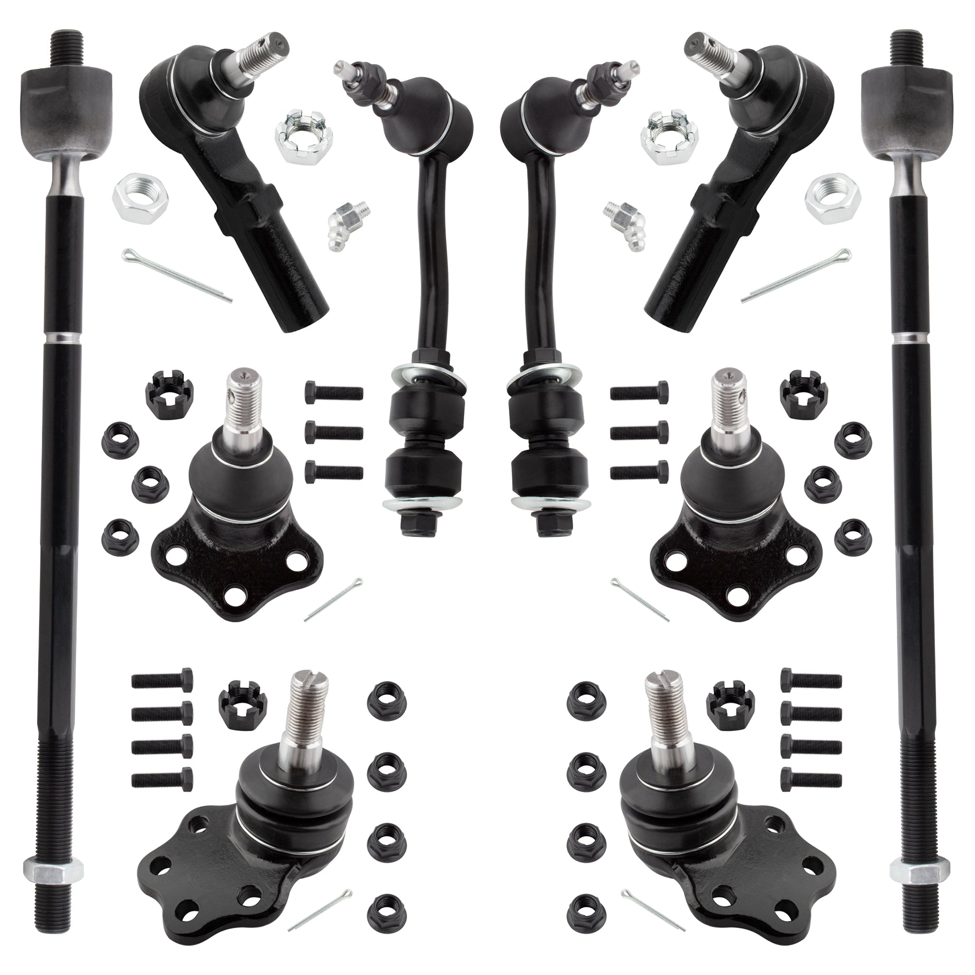 BOXI 10pc Front Sway Bars + Lower Ball Joints + Inner Outer Tie Rods Suspension Kit Fits for Dodge