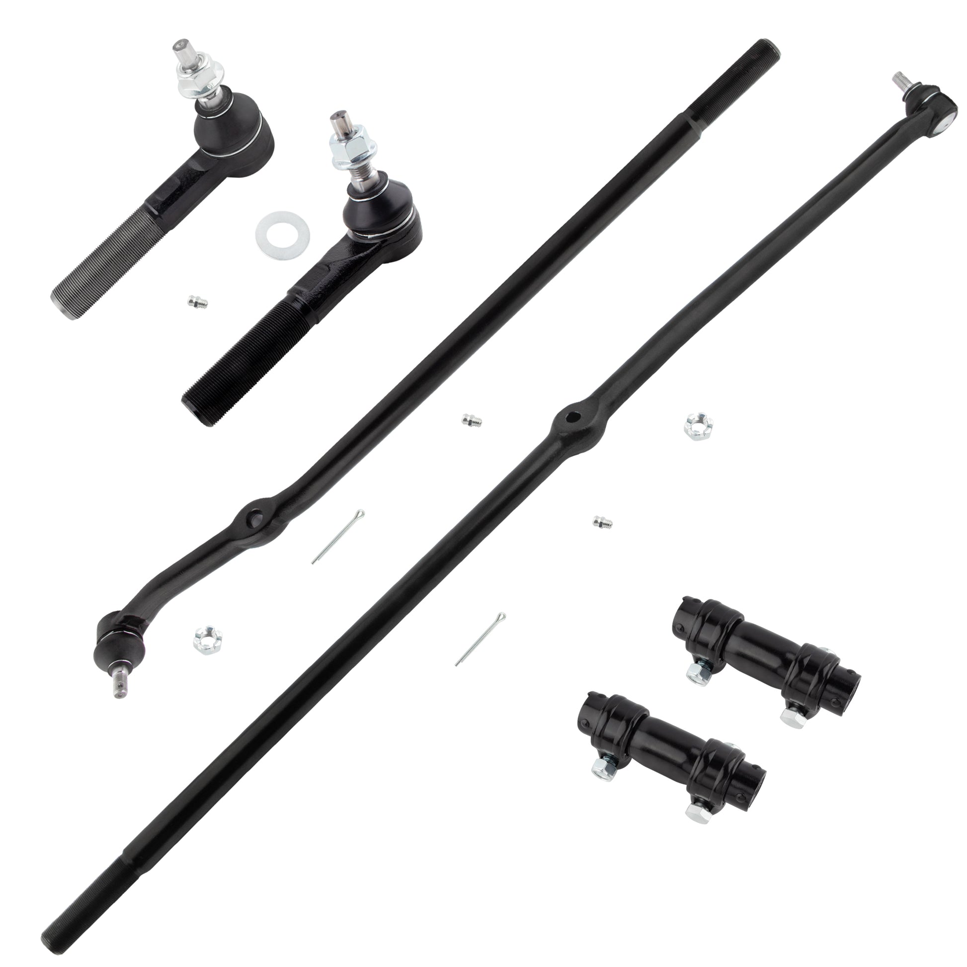 BOXI 6pc Front Inner & Outer Tie Rods + Drag Link Adjusting Sleeves Fit for Dodge Ram 1500