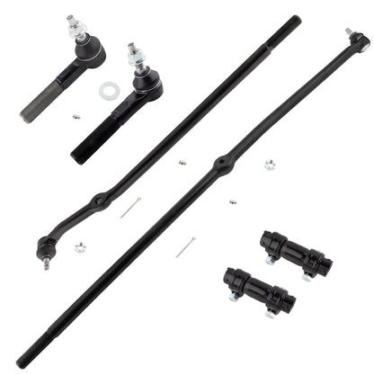 BOXI 6pc Front Inner & Outer Tie Rods + Drag Link Adjusting Sleeves Fit for Dodge Ram 1500