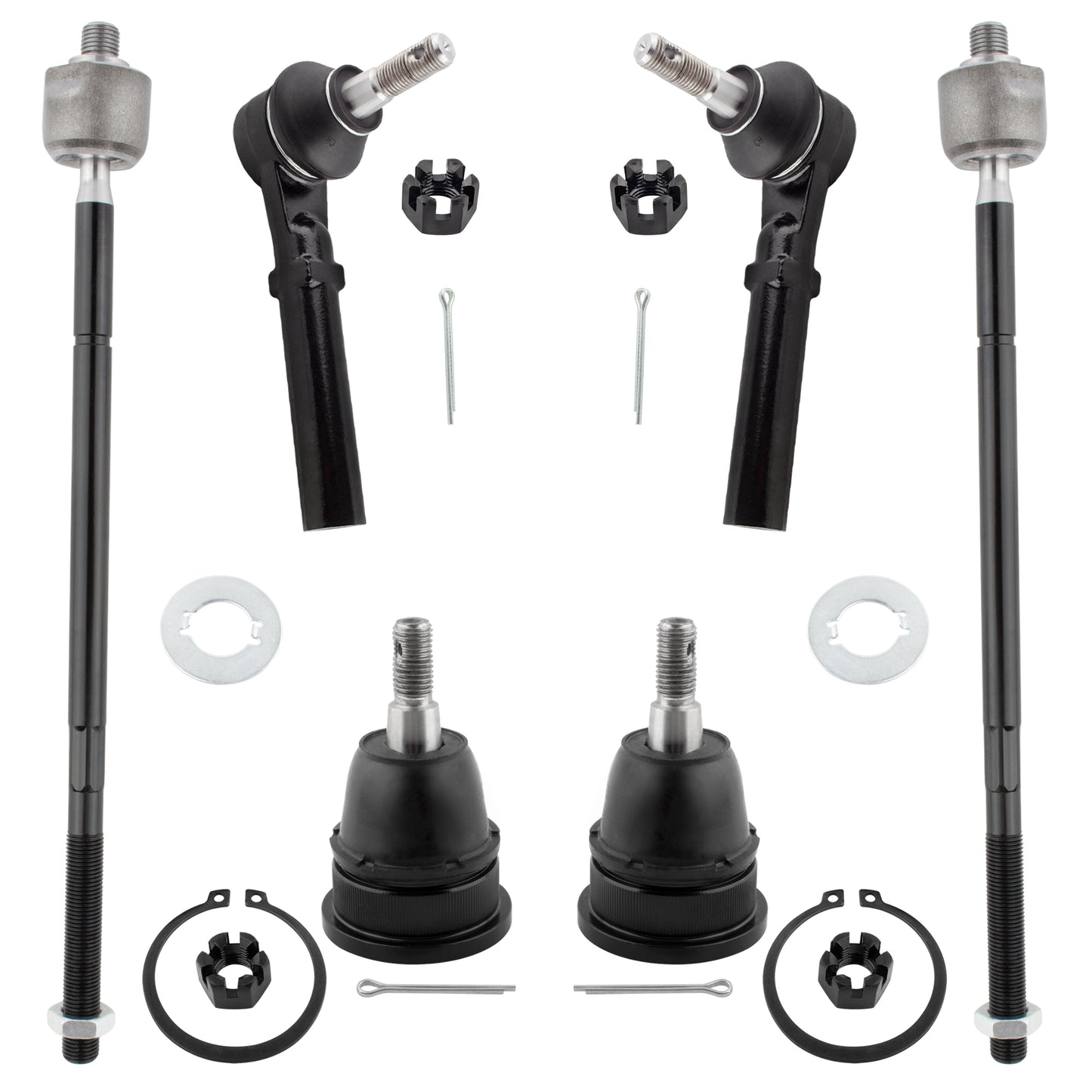 BOXI 6pc Front Inner Outer Tie Rods Ball Joints Fit for Chrysler Town & Country 2008-2010