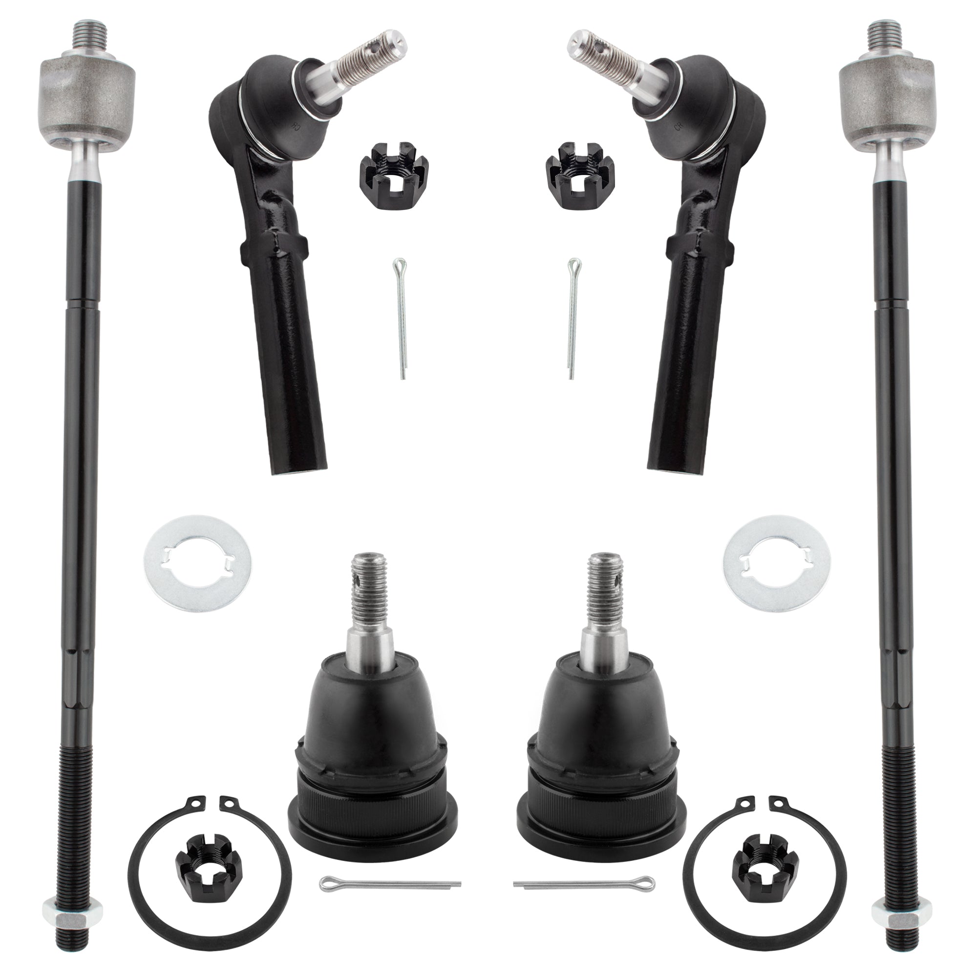 BOXI 6pc Front Inner Outer Tie Rods Ball Joints Fit for Chrysler Town & Country 2008-2010