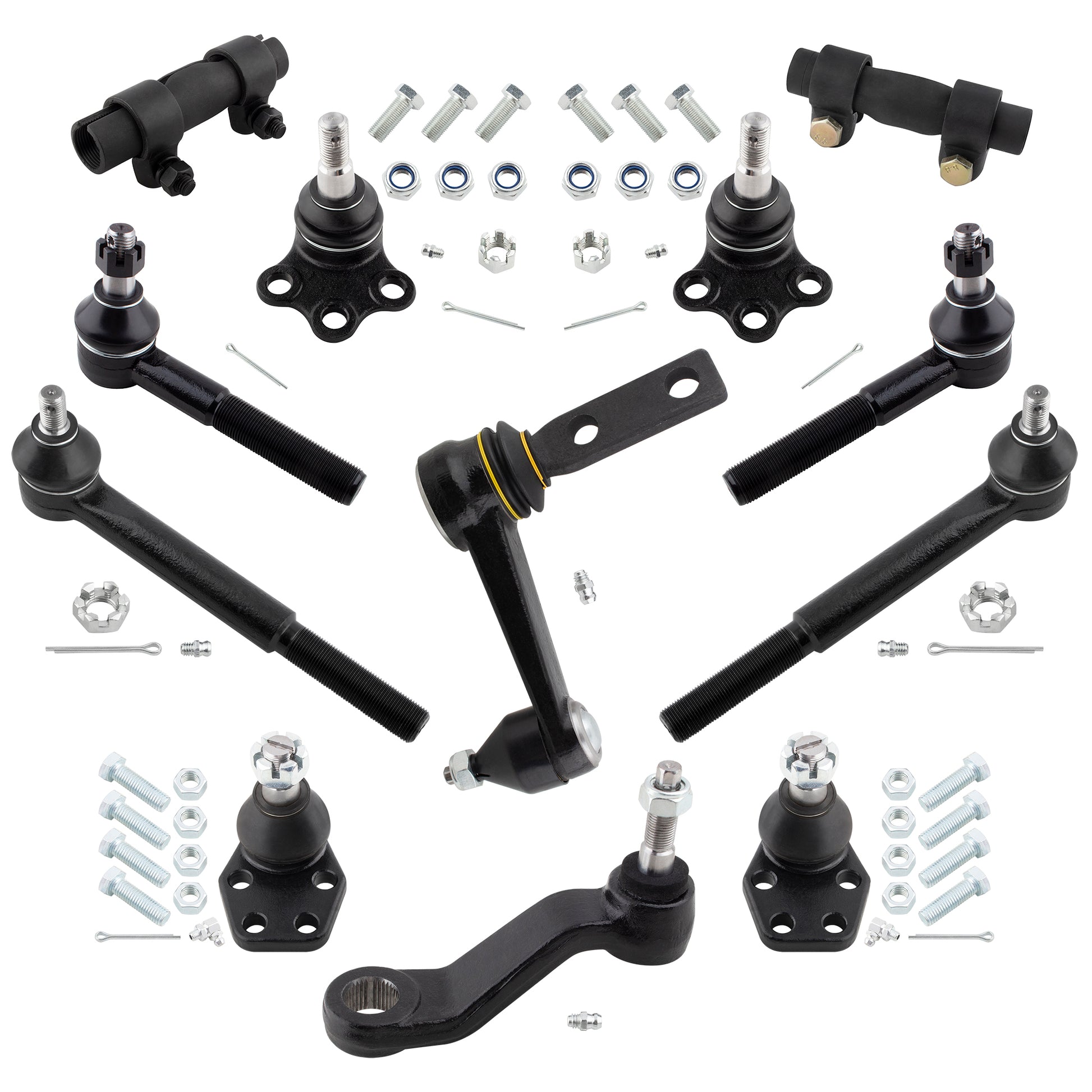 BOXI 12pc Front Ball Joints Tie Rods Idler Arm Pitman Arm Adjustment Sleeves Kit Fits for Dodge Ram