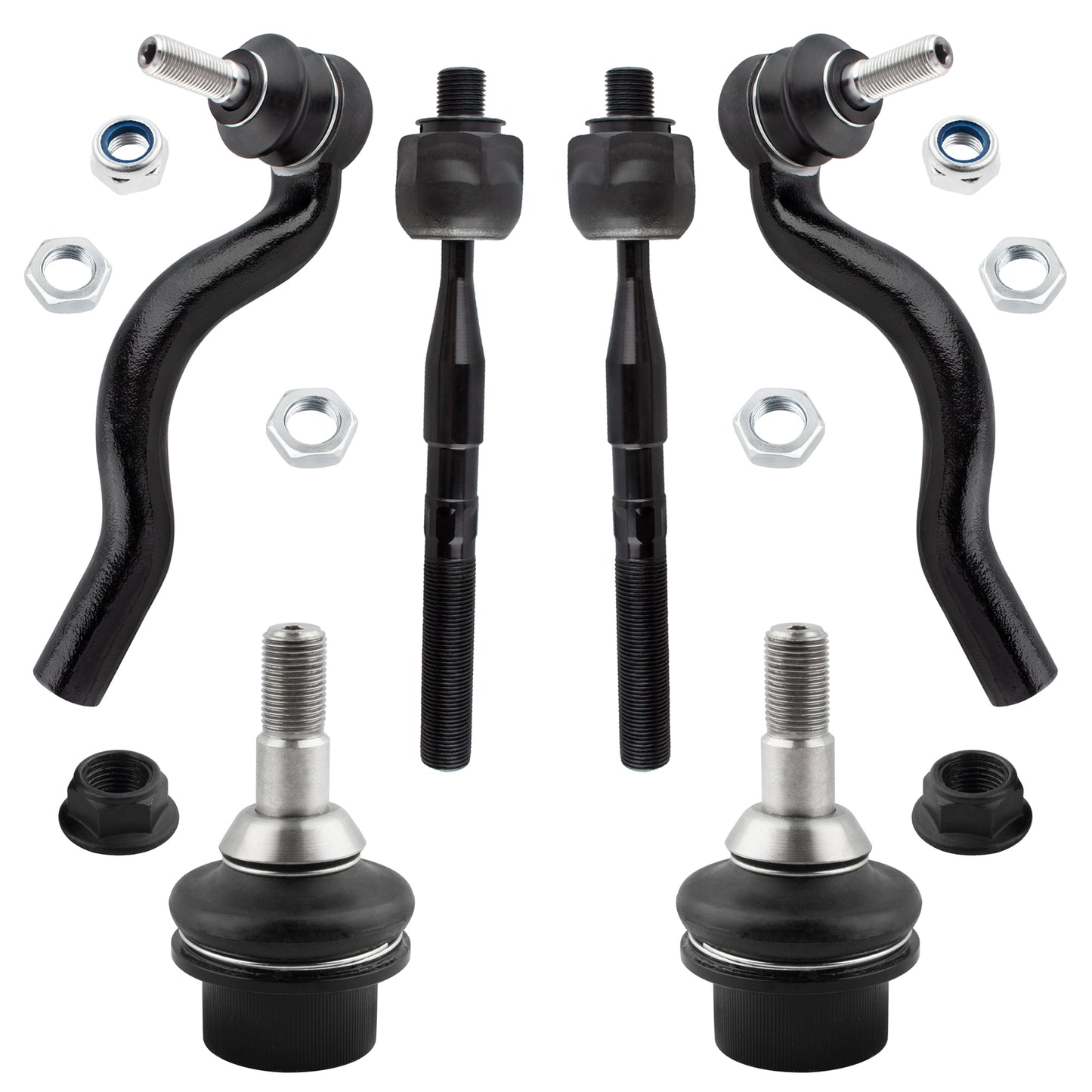 BOXI 6pc Front Lower Ball Joints + Outer Inner Tie Rod Ends Fit for Dodge Durango 2011-2015