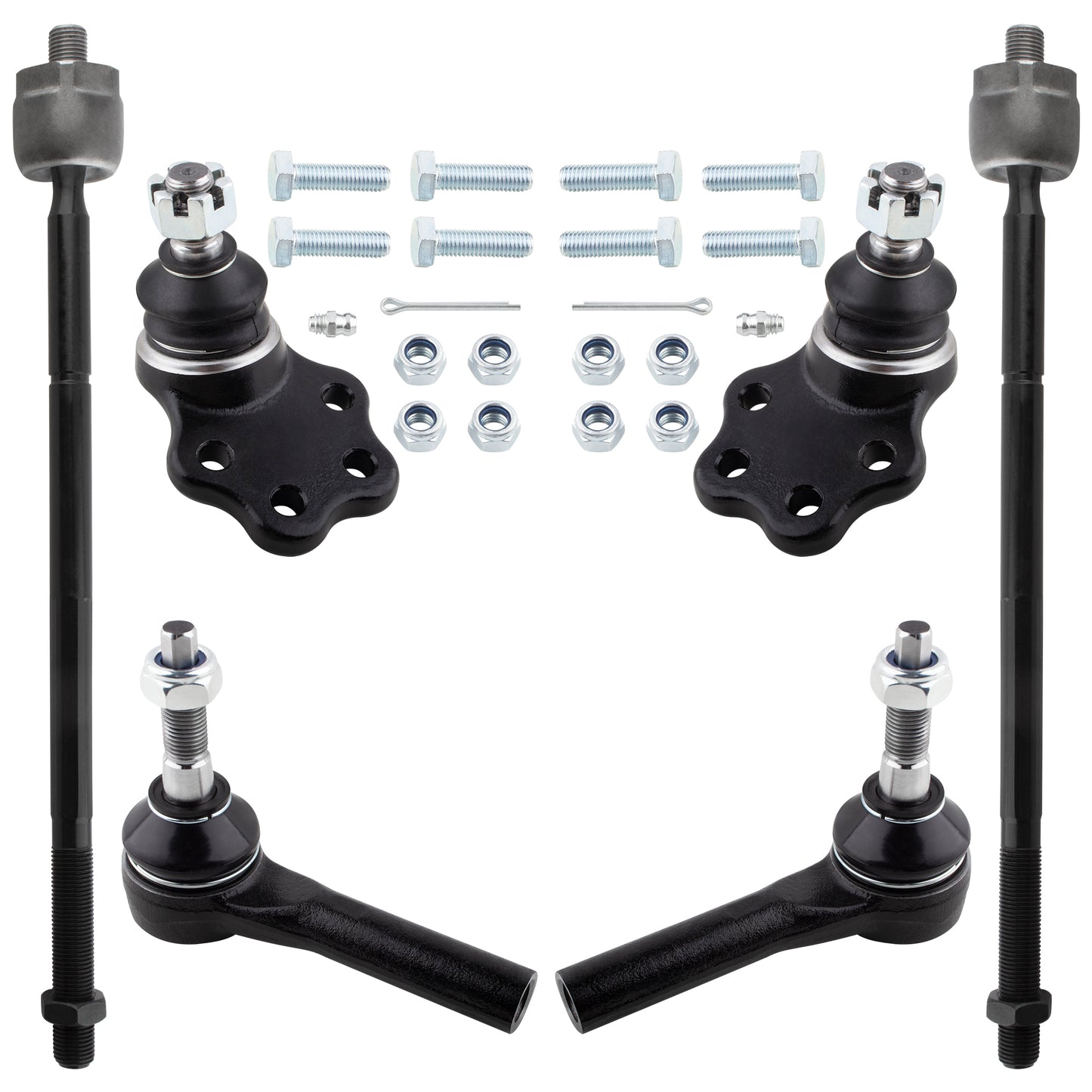 BOXI (Set of 6) K7393 ES3571 EV406 Front Lower Ball Joints + Inner & Outer Tie Rods Kit Fits