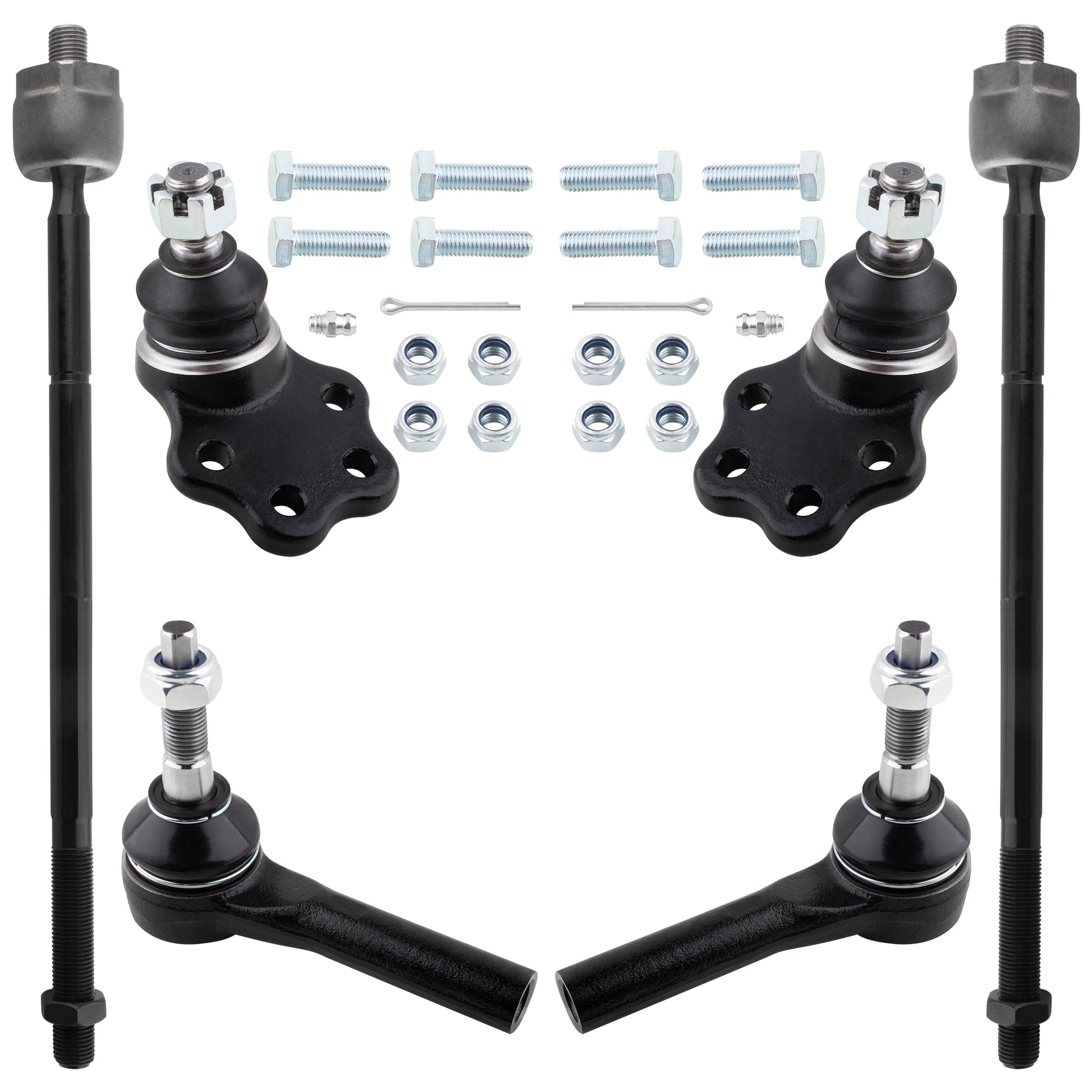 BOXI (Set of 6) K7393 ES3571 EV406 Front Lower Ball Joints + Inner & Outer Tie Rods Kit Fits