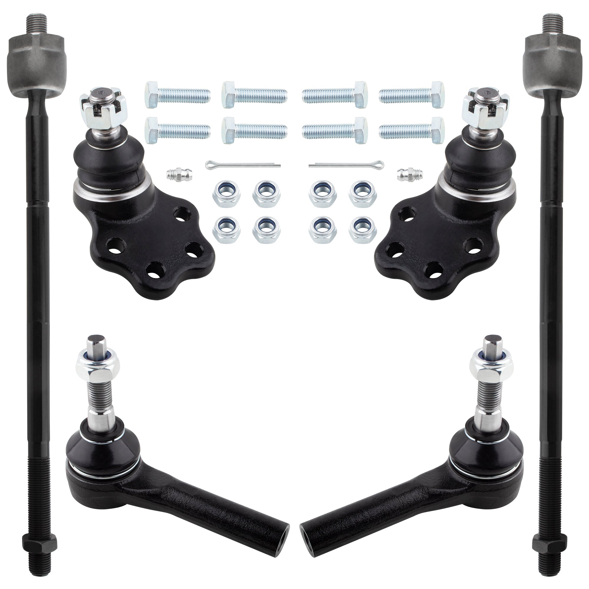 BOXI (Set of 6) K7393 ES3571 EV406 Front Lower Ball Joints + Inner & Outer Tie Rods Kit Fits