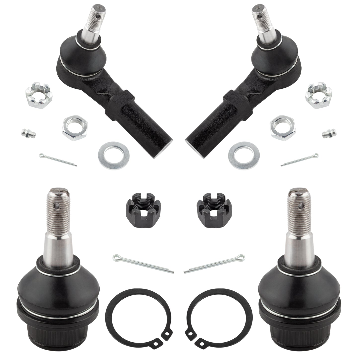 BOXI (2) Front Outer Tie Rods + (2) Front Lower Ball Joints Fit for Dodge Ram 1500 2002 2003 2004