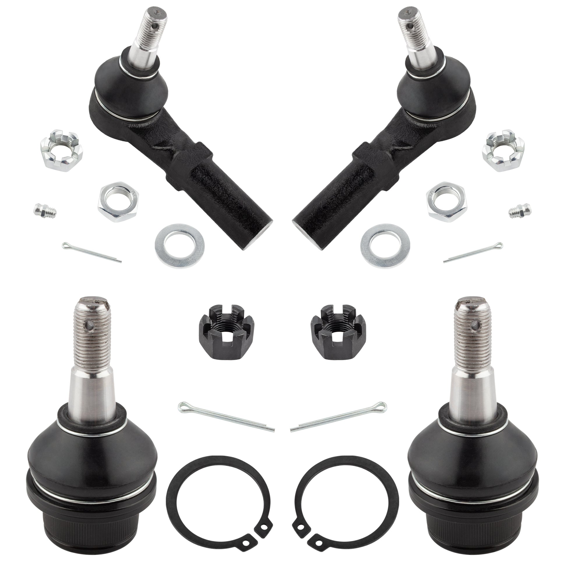 BOXI (2) Front Outer Tie Rods + (2) Front Lower Ball Joints Fit for Dodge Ram 1500 2002 2003 2004