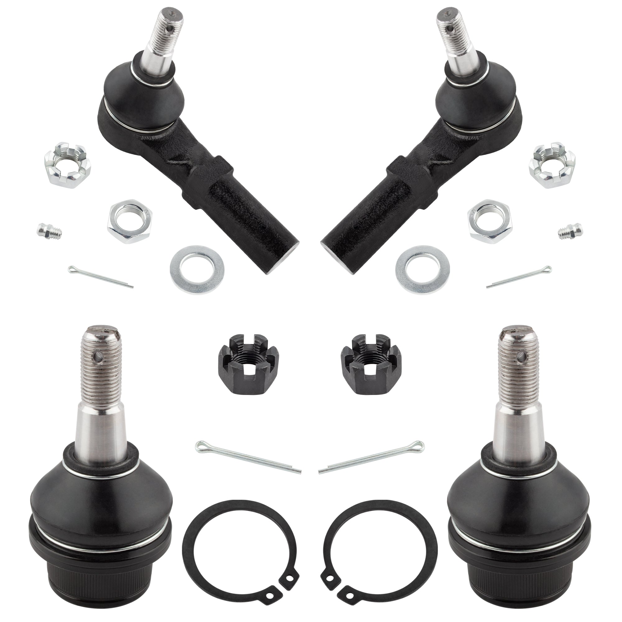 BOXI (2) Front Outer Tie Rods + (2) Front Lower Ball Joints Fit for Dodge Ram 1500 2002 2003 2004