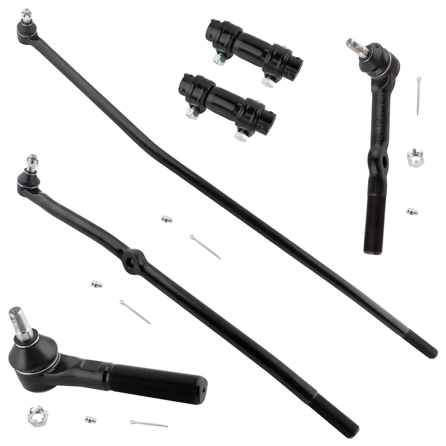 BOXI 6pc Front Inner & Outer Tie Rods + Adjusting Sleeves Kit Fit for Dodge Ram 1500 2500 1994-1997