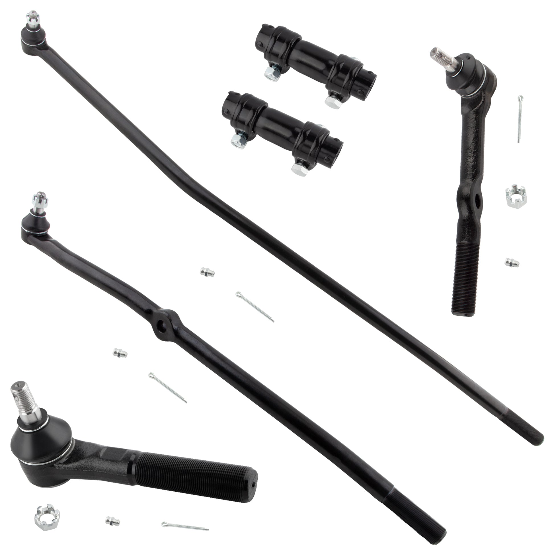 BOXI 6pc Front Inner & Outer Tie Rods + Adjusting Sleeves Kit Fit for Dodge Ram 1500 2500 1994-1997